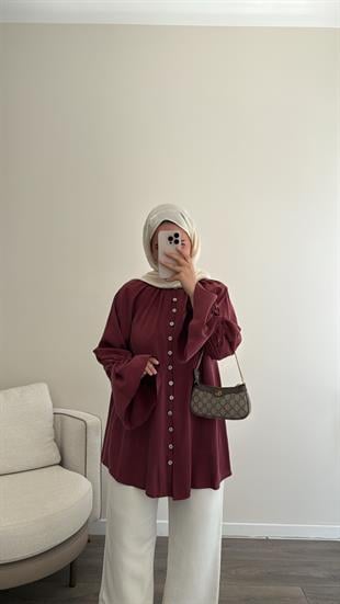 Tensel Gömlek - Bordo
