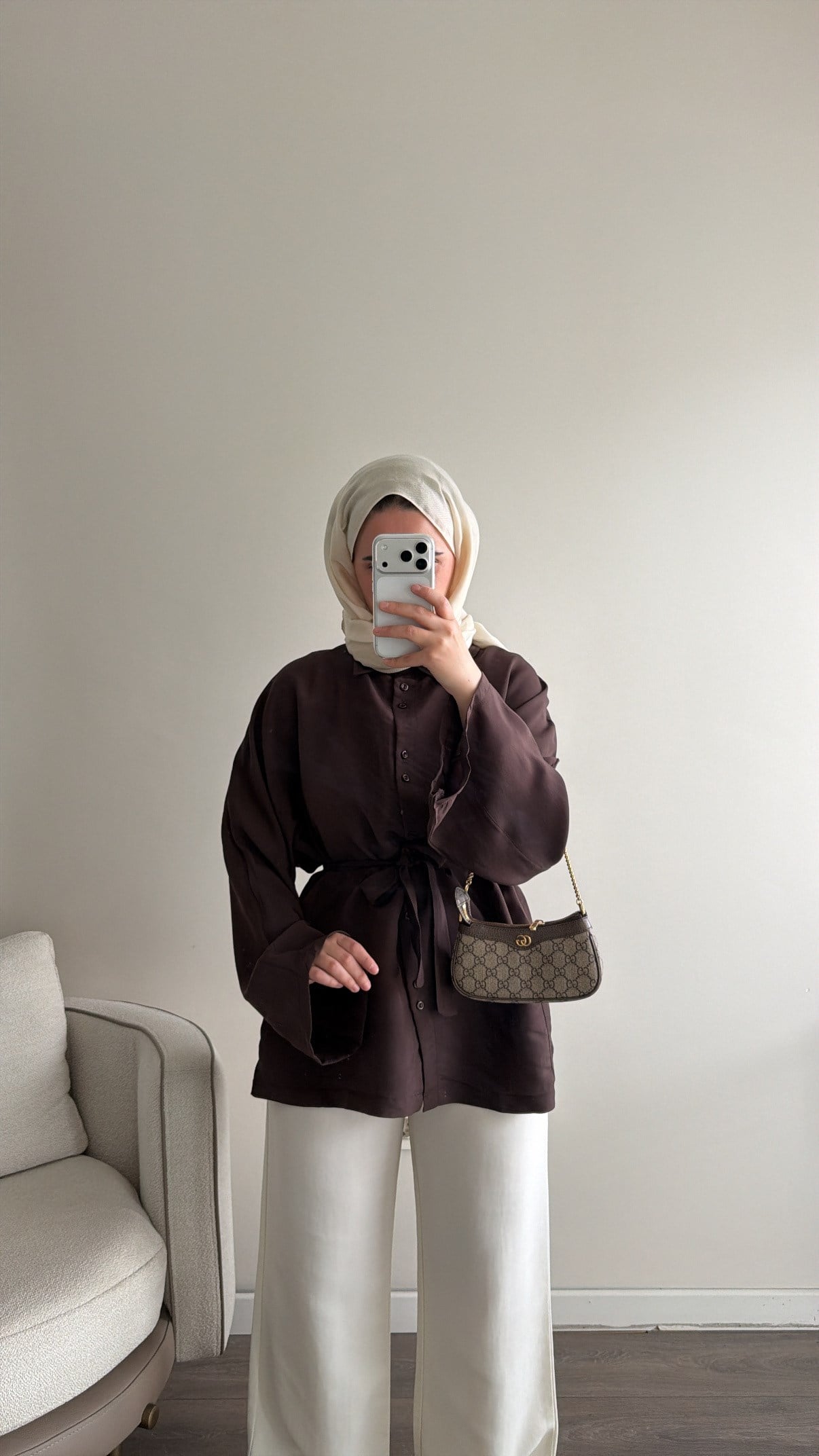 Bağcıklı Gömlek - Kahve