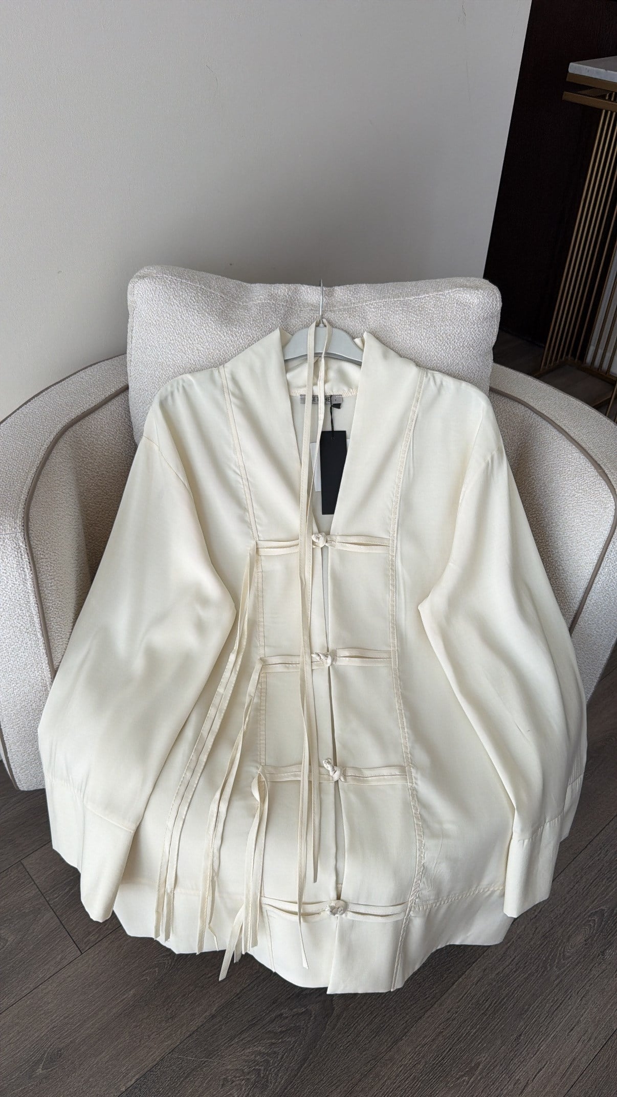 Bağcıklı Kimono Ceket - Krem