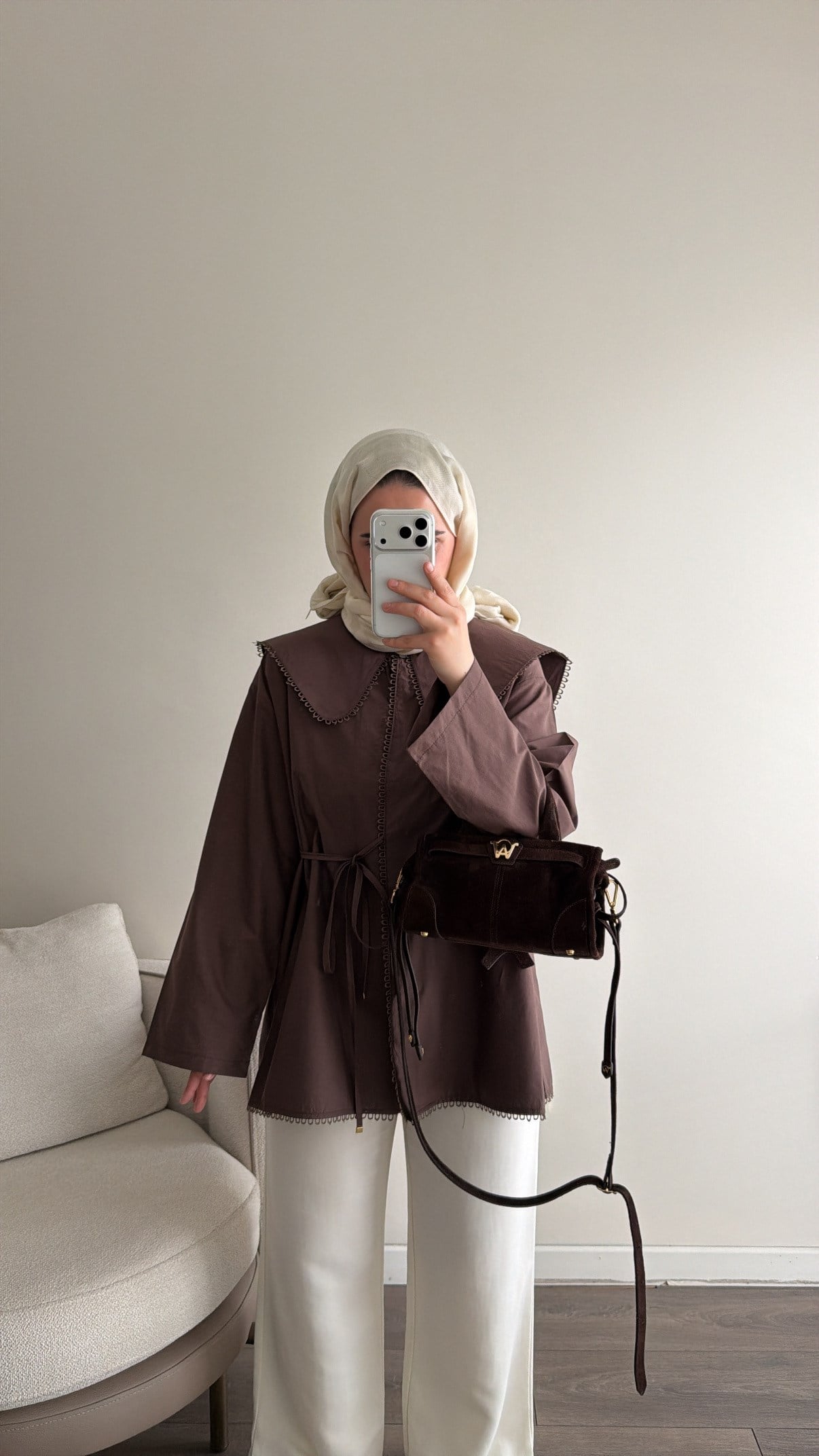 Bebe Yaka Gömlek - Kahve