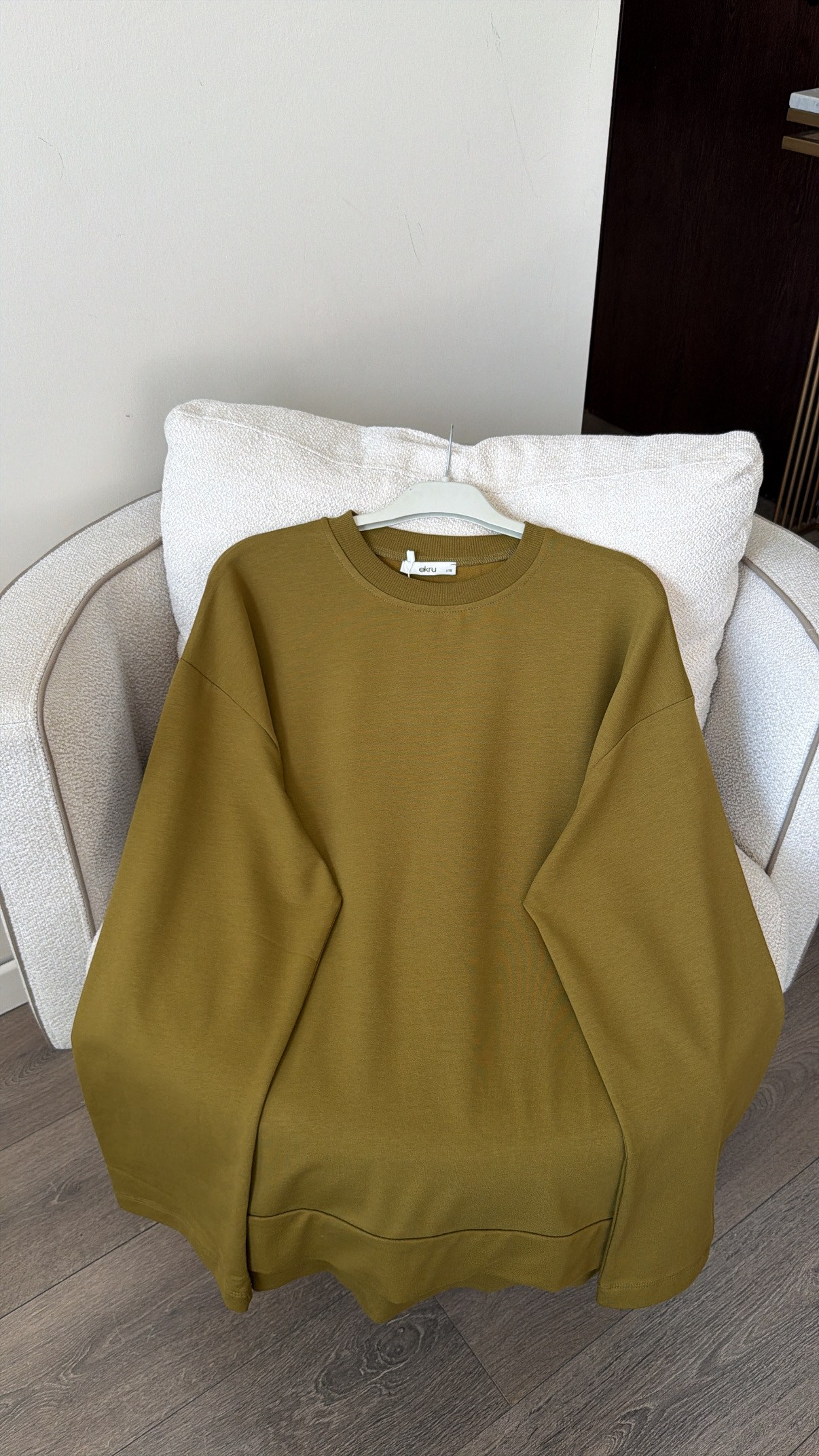 Bisiklet Yaka Oversize Sweatshirt - Yeşil