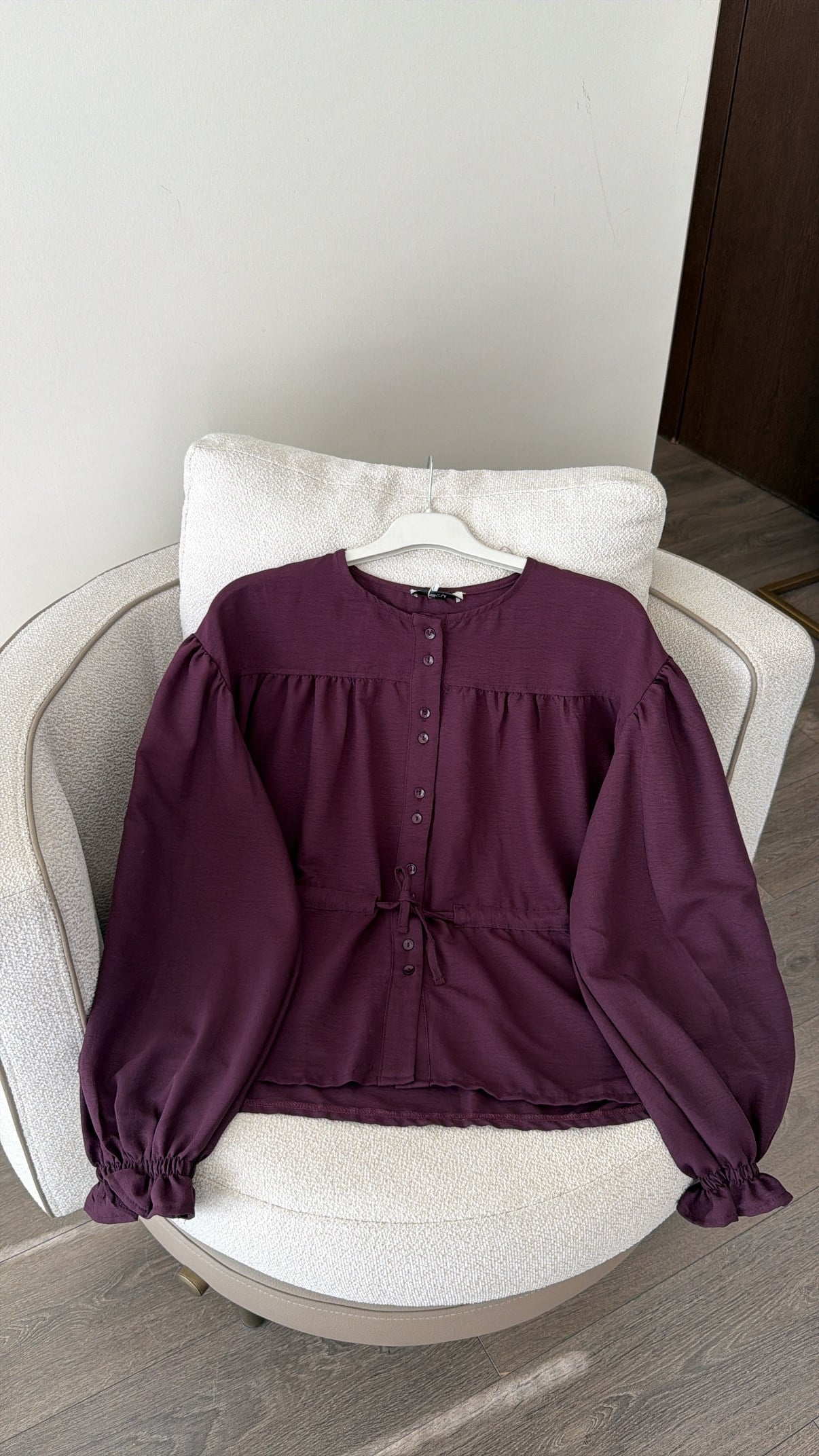 Büzgü Detaylı Gömlek - Mürdüm