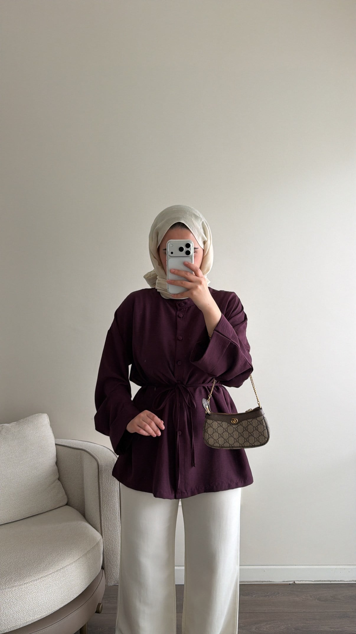 Duble Kol Yırtmaçlı Gömlek - Mürdüm