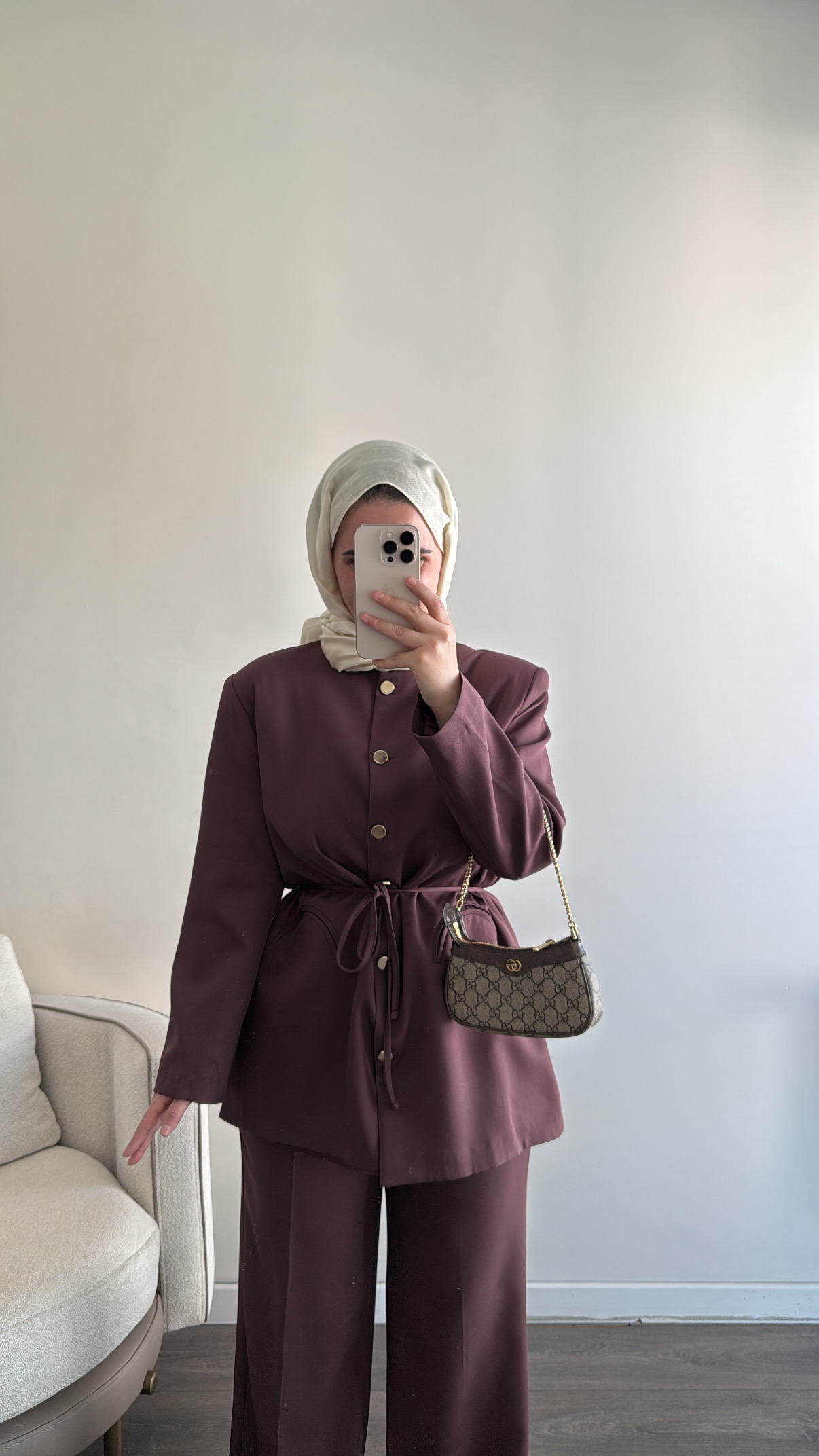 Düğme Detaylı Pantolonlu Takım - Çikolata