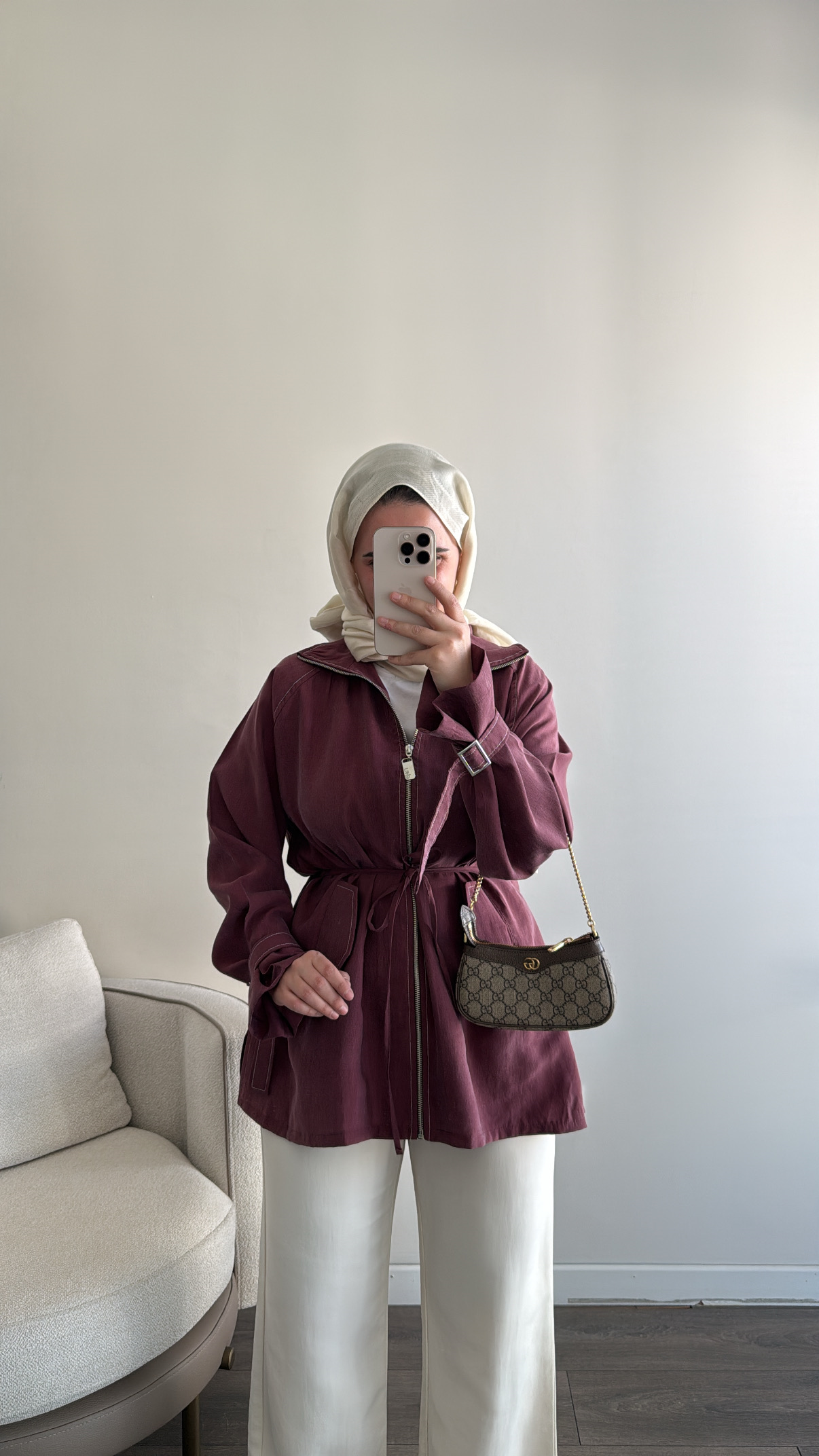 Fermuarlı Tencel Kap - Mürdüm