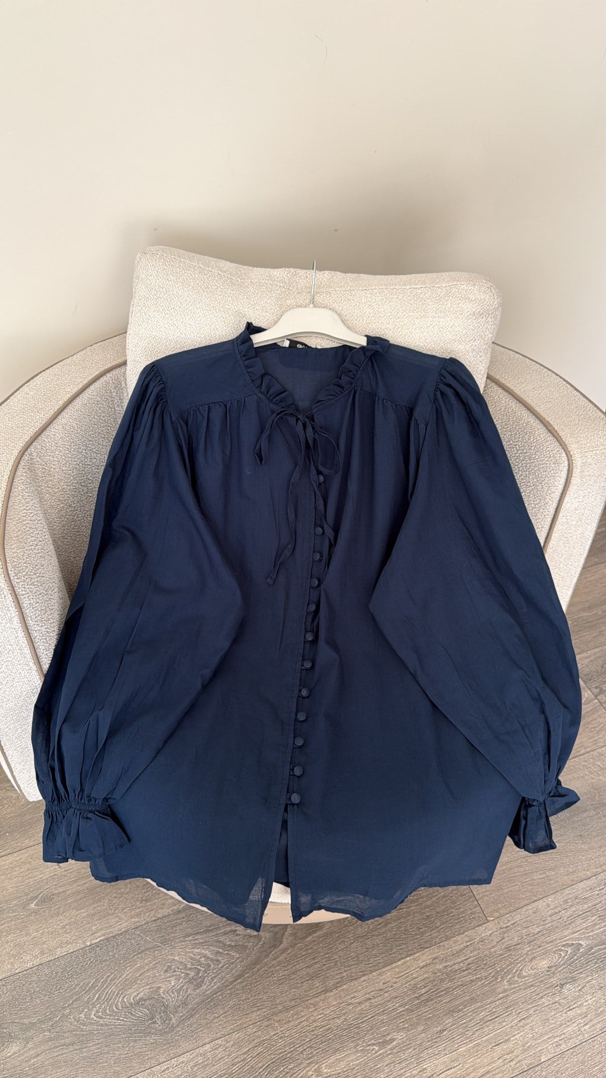 Fırfır Detaylı Vual Gömlek -  Lacivert