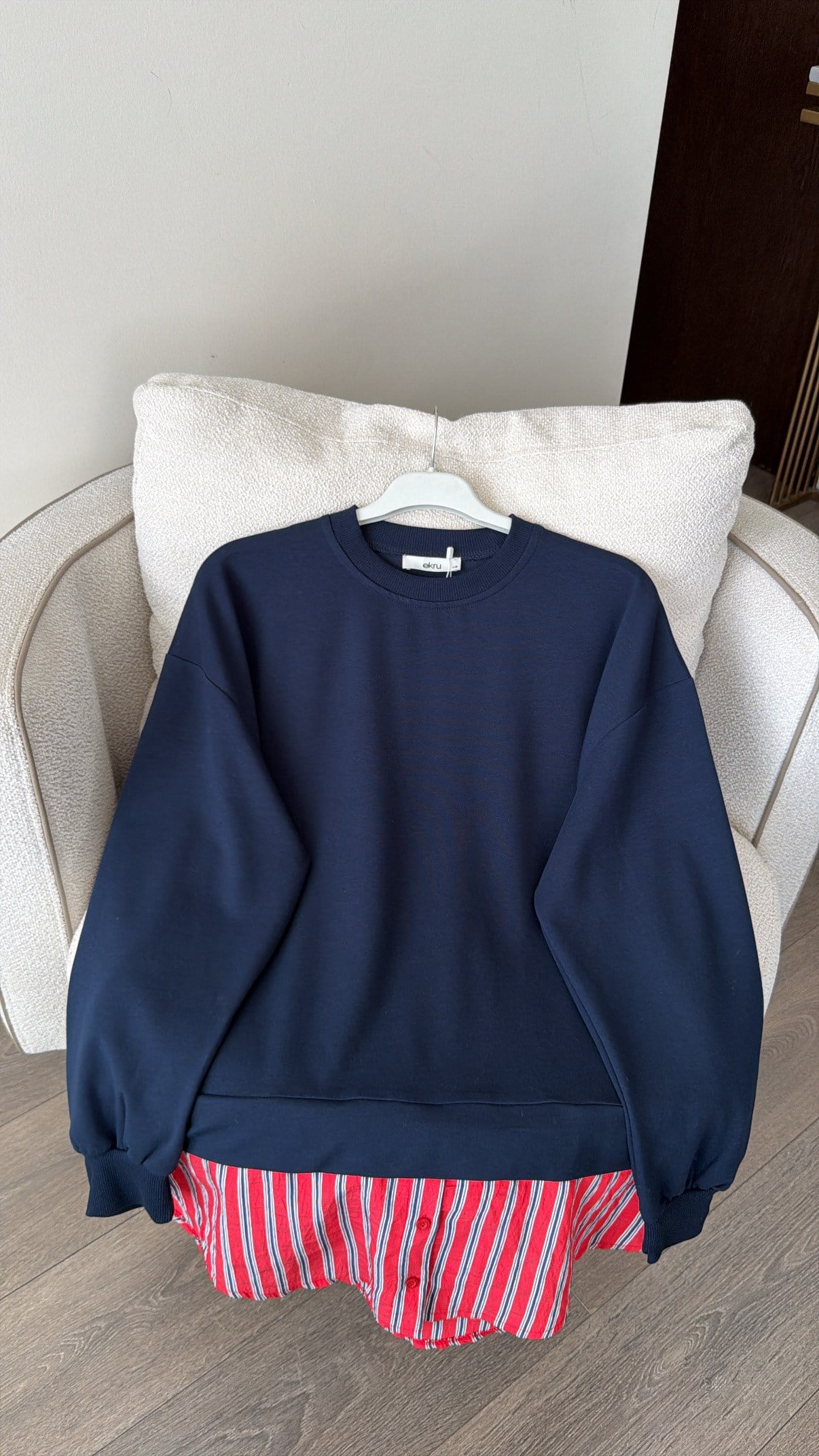 Gömlek Garnili Sweatshirt - Lacivert