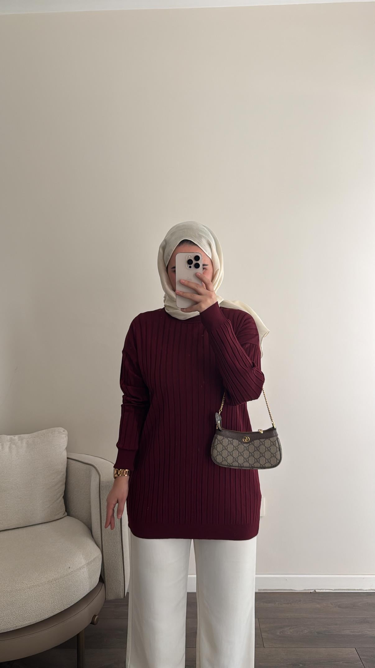 İnce Çizgili Merserize - Bordo