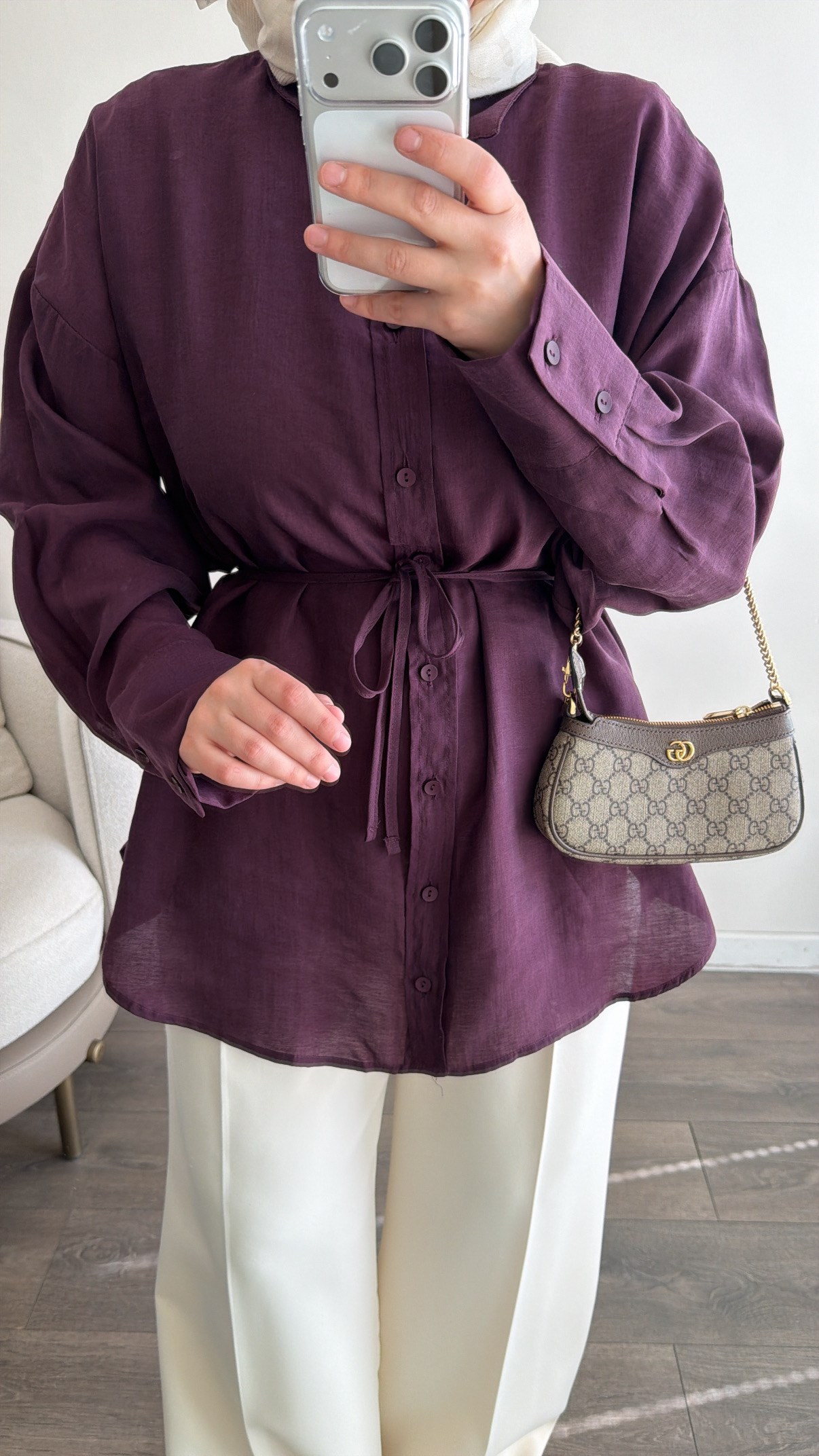 Kalın Manşetli Basic Burganya Gömlek