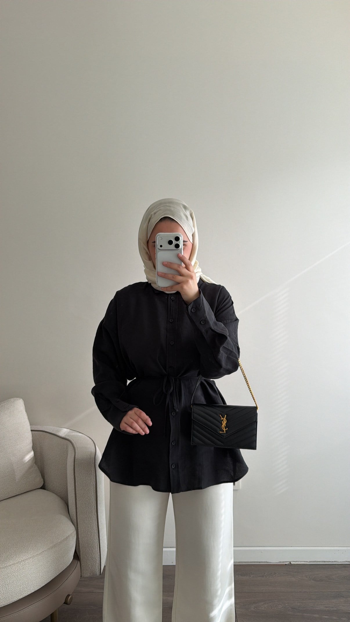 Kalın Manşetli Basic Siyah Gömlek