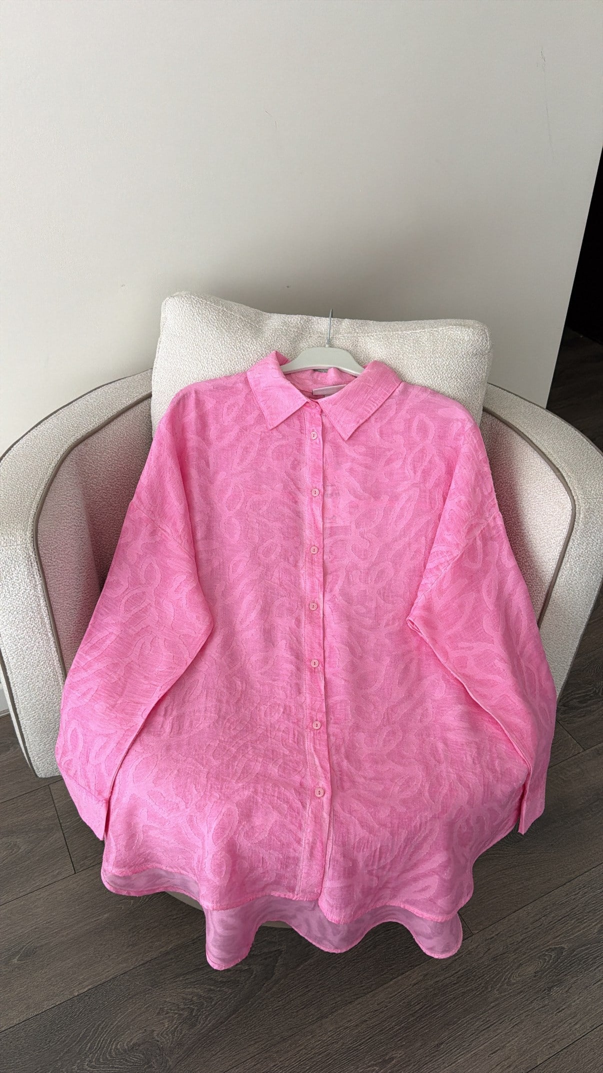 Kendinden Desenli Gömlek - Pembe