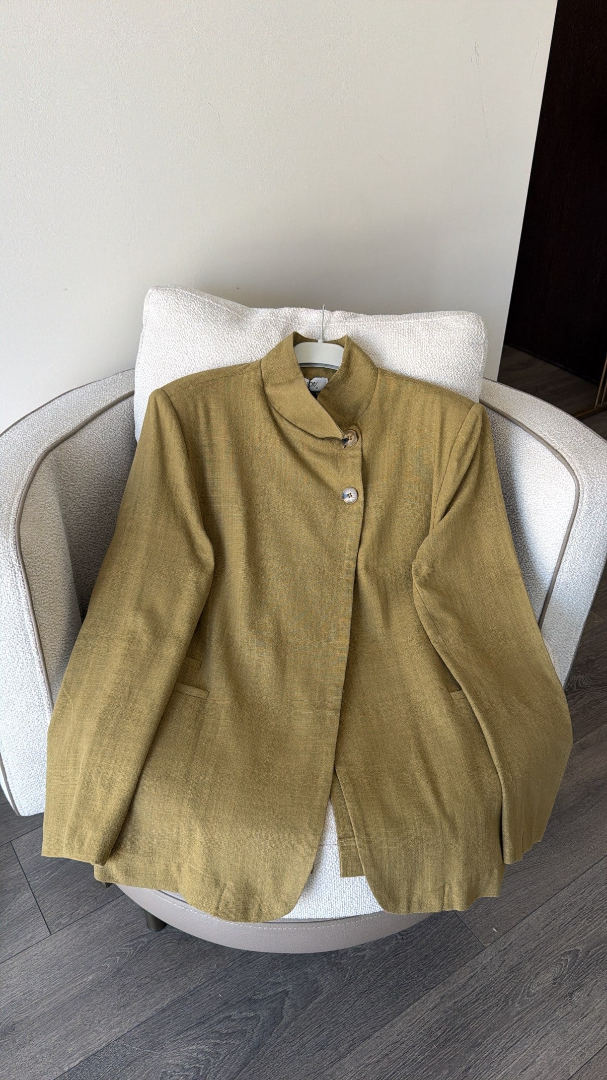 Keten Görünümlü Tek Düğmeli Blazer Ceket - Ada Çayı
