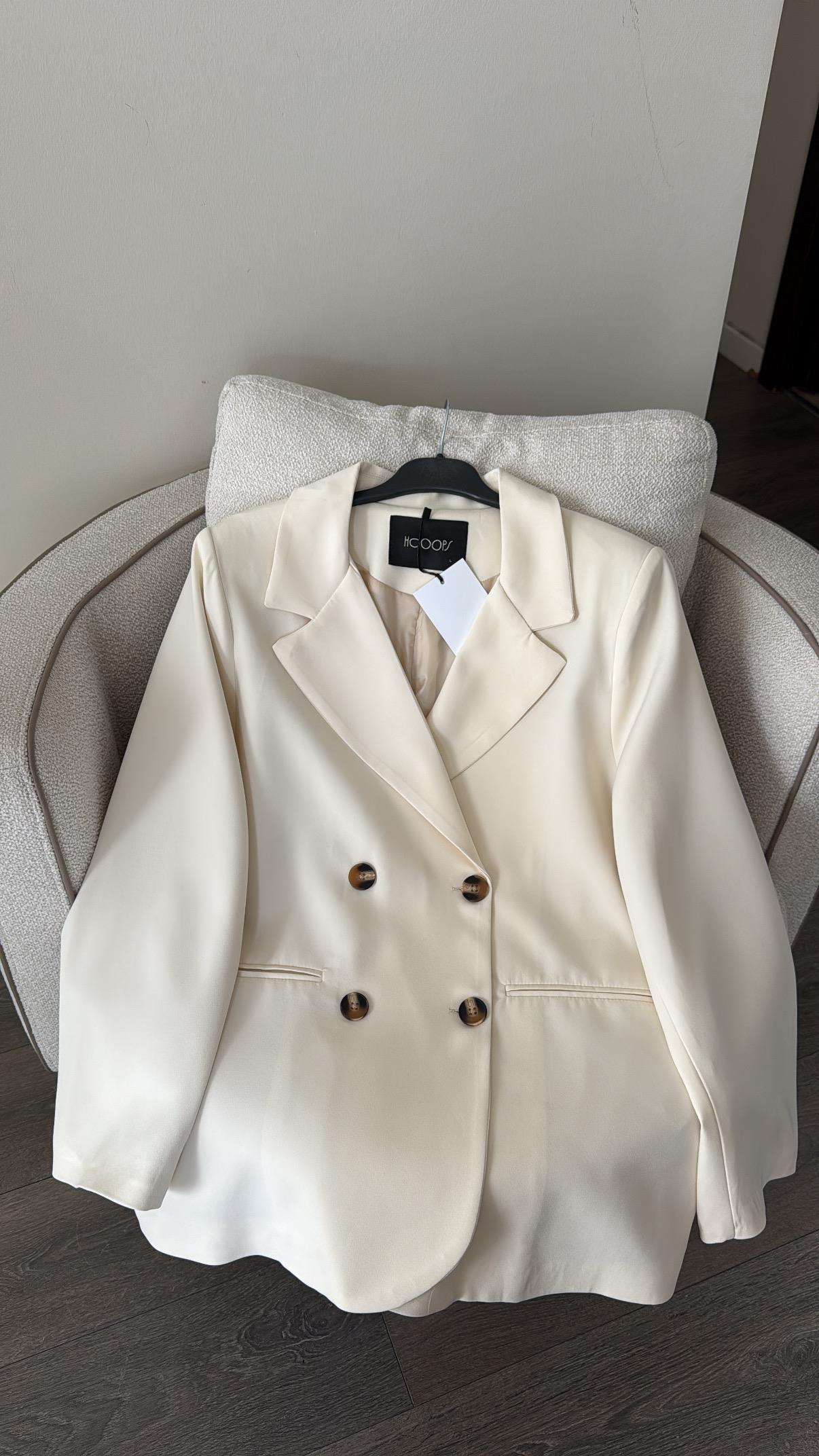 Kruvaze Ceket - Krem