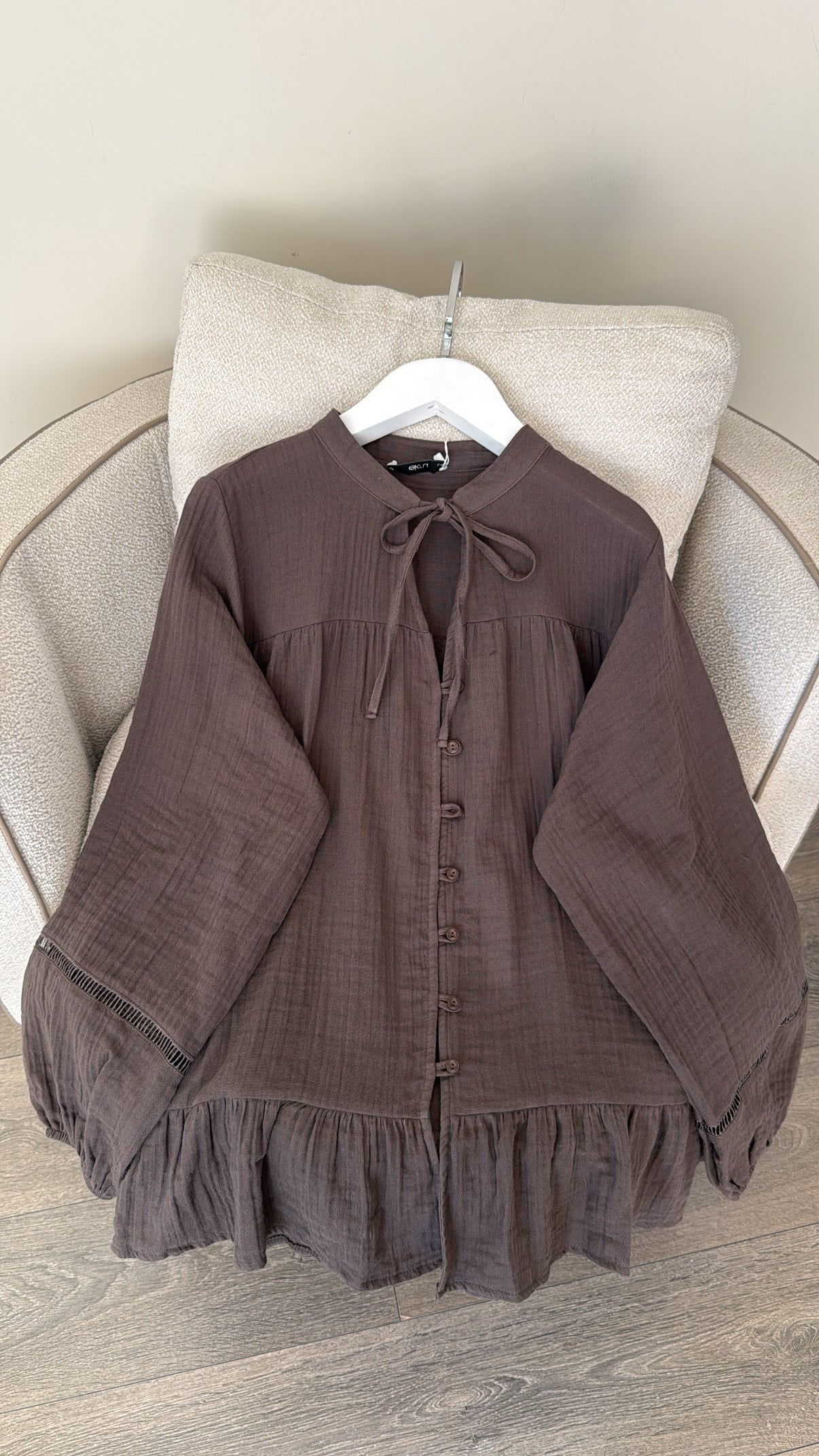 Müslin Gömlek - Kahve