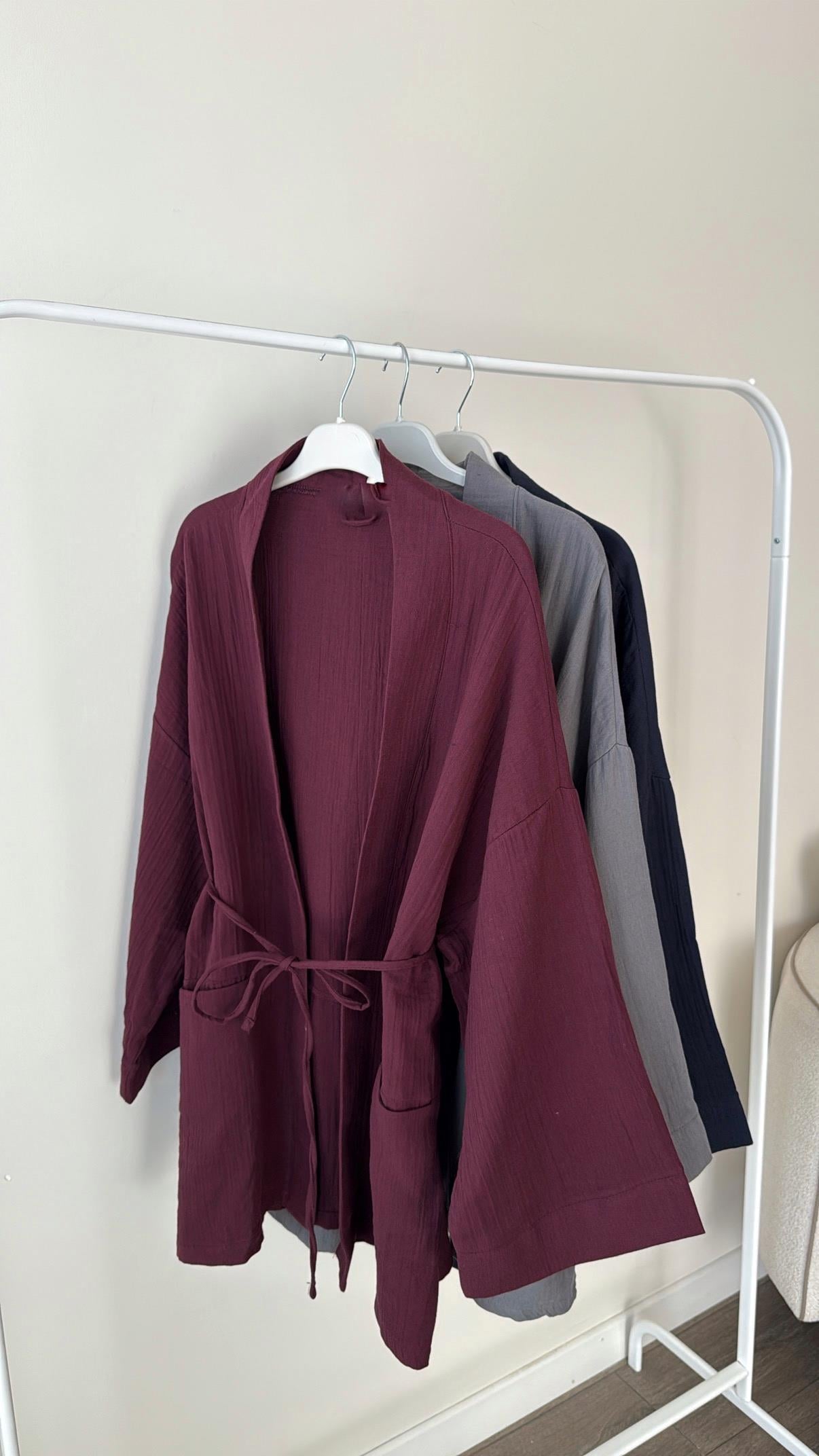 Müslin Kimono - Mürdüm
