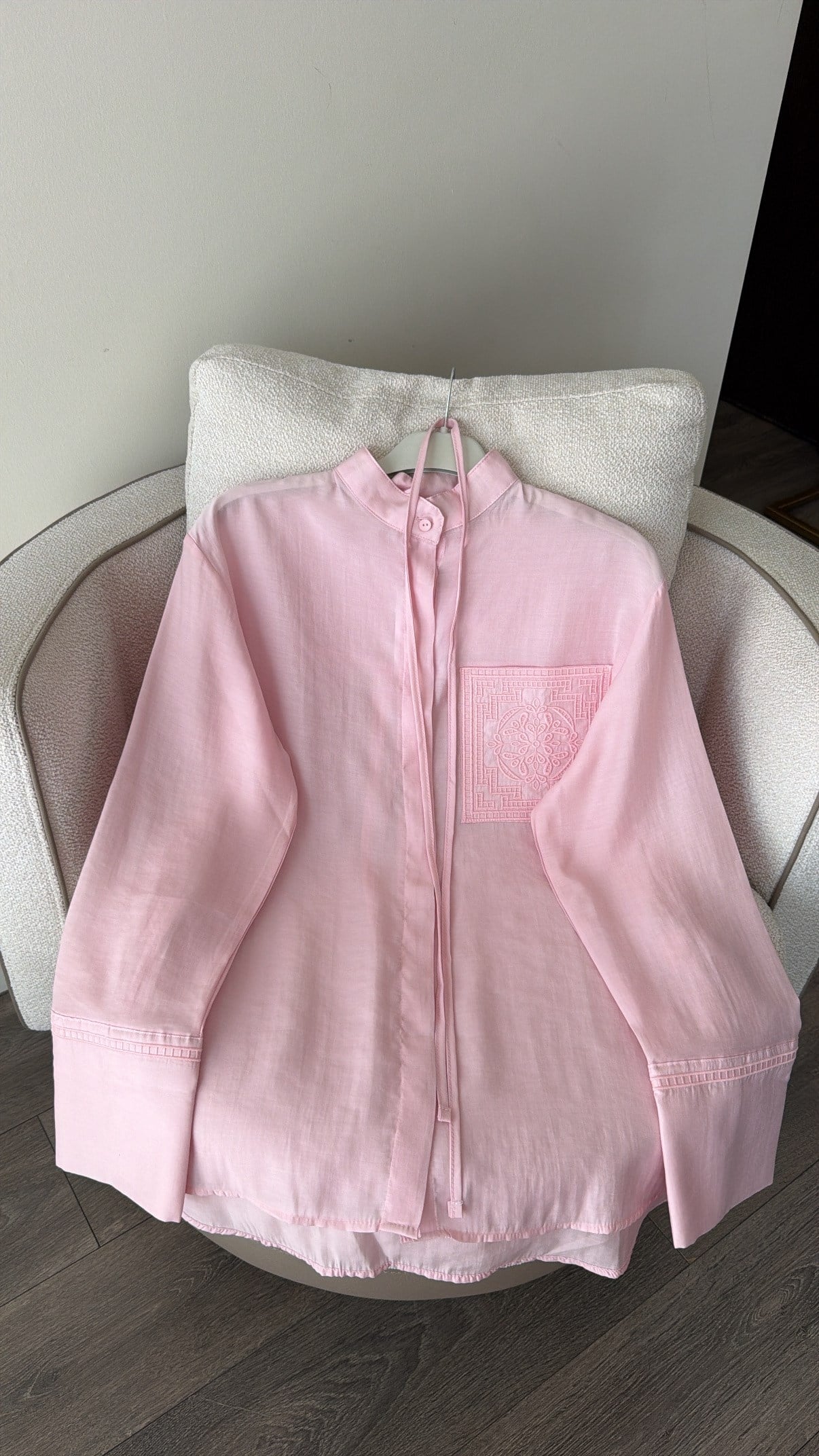 NAKIŞ DETAYLI BASİC GÖMLEK - SOFT PEMBE