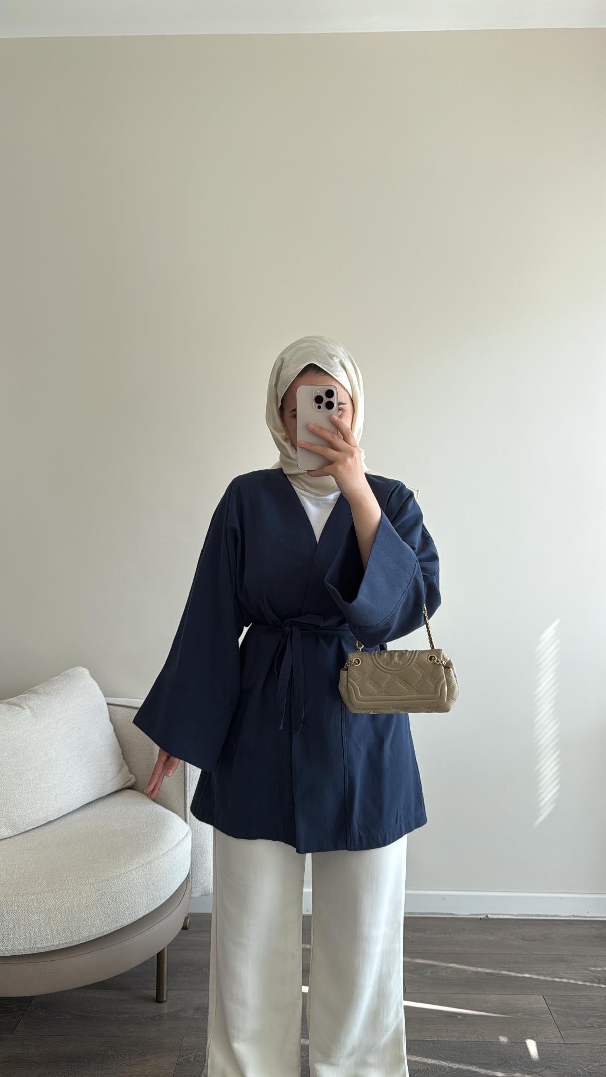 Naturel Lacivert Kimono