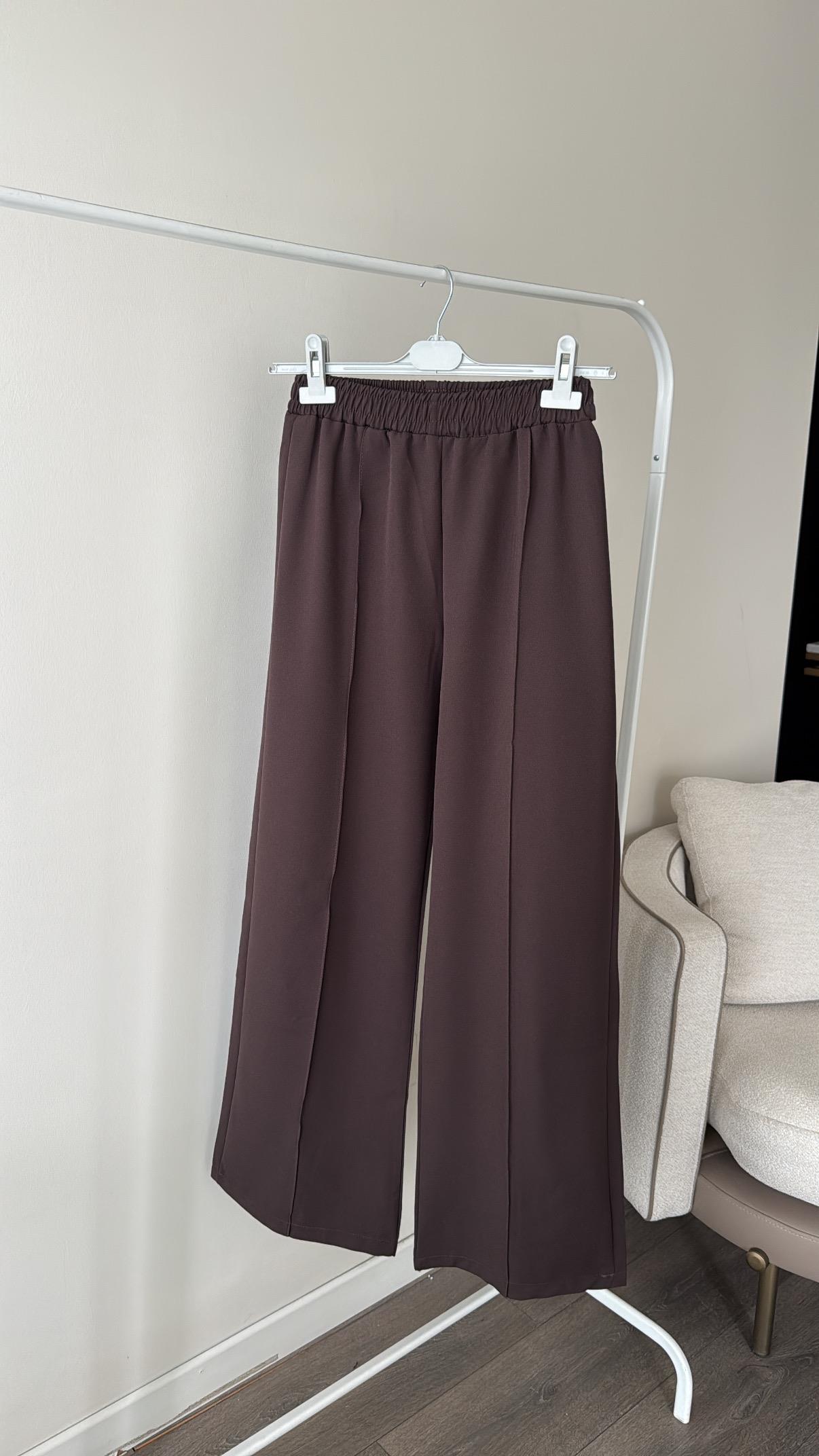 Nervür Dikiş Detaylı Pantolon - Kahve