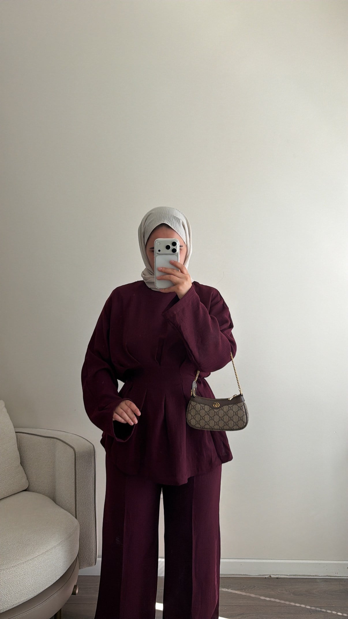 PİLE DETAYLI BORDO PANTOLONLU TAKIM