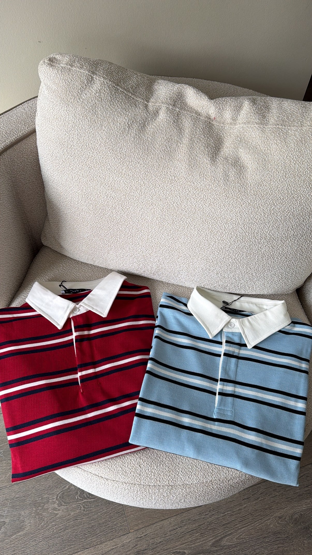 Polo Yaka Çizgili Sweatshirt - Mavi