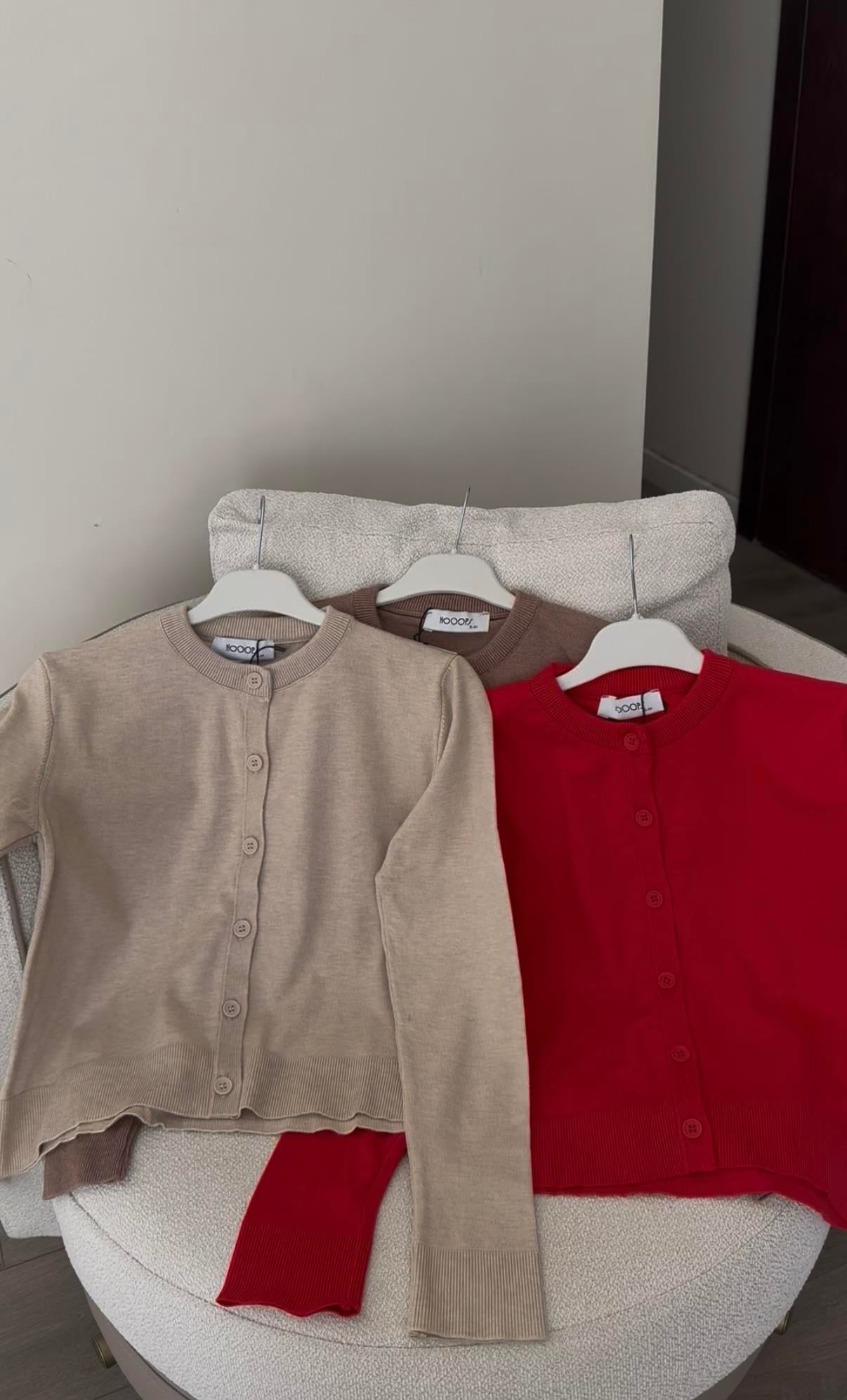 Premium Bisiklet Yaka Triko Hırka - Taş