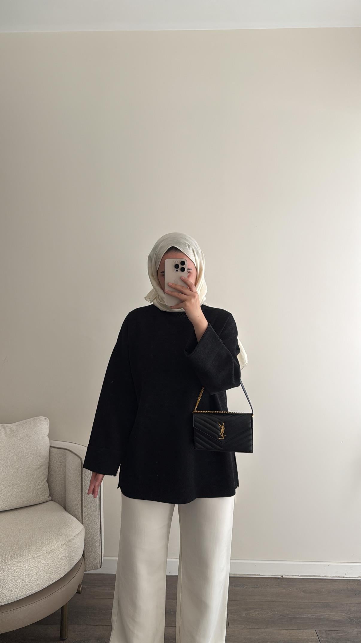 SİMLİ TRİKO KAZAK - SİYAH