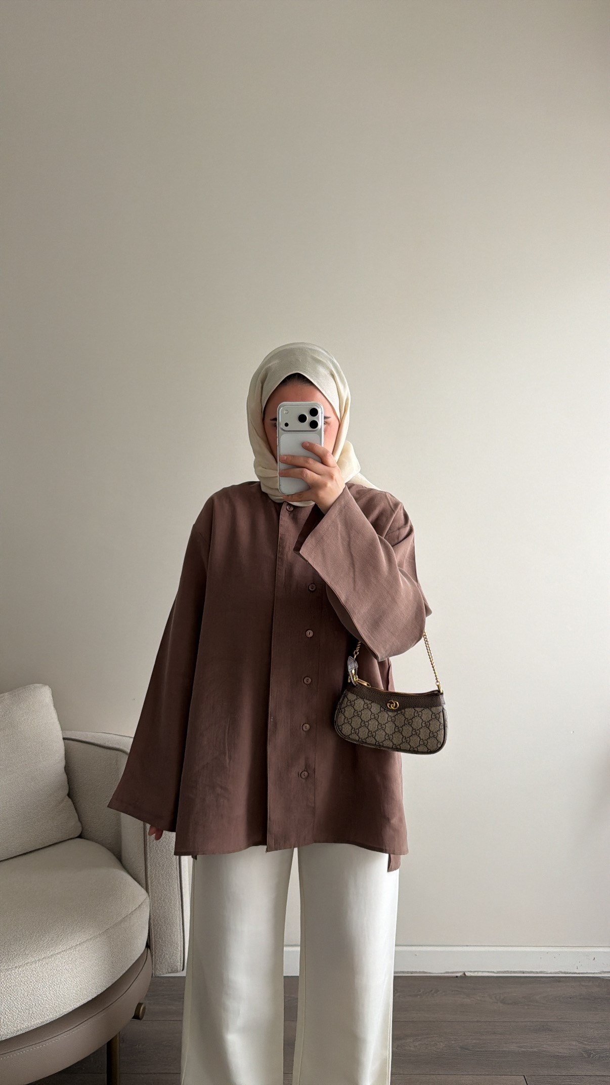 TENSEL GÖMLEK - KAHVERENGİ