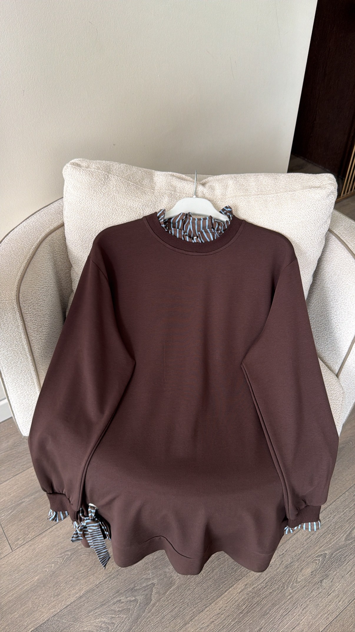 Yandan Bağcıklı Sweatshirt - Kahve