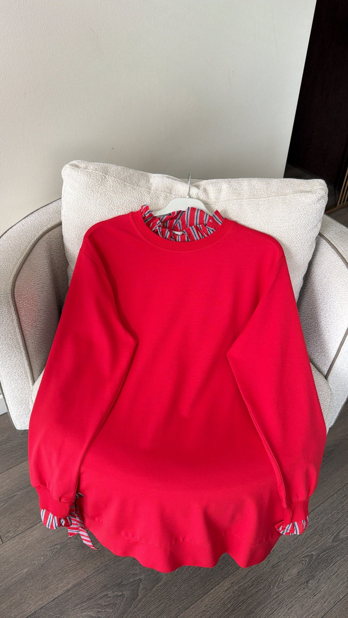 Yandan Bağcıklı Sweatshirt - Kırmızı