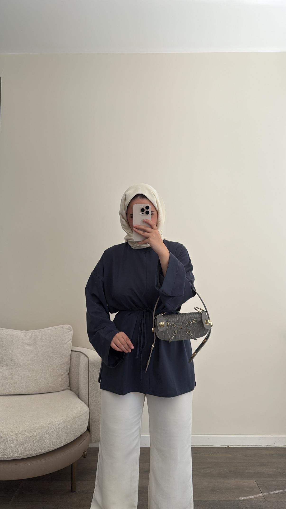 Yandan Yırtmaçlı Sweatshirt- Antrasit