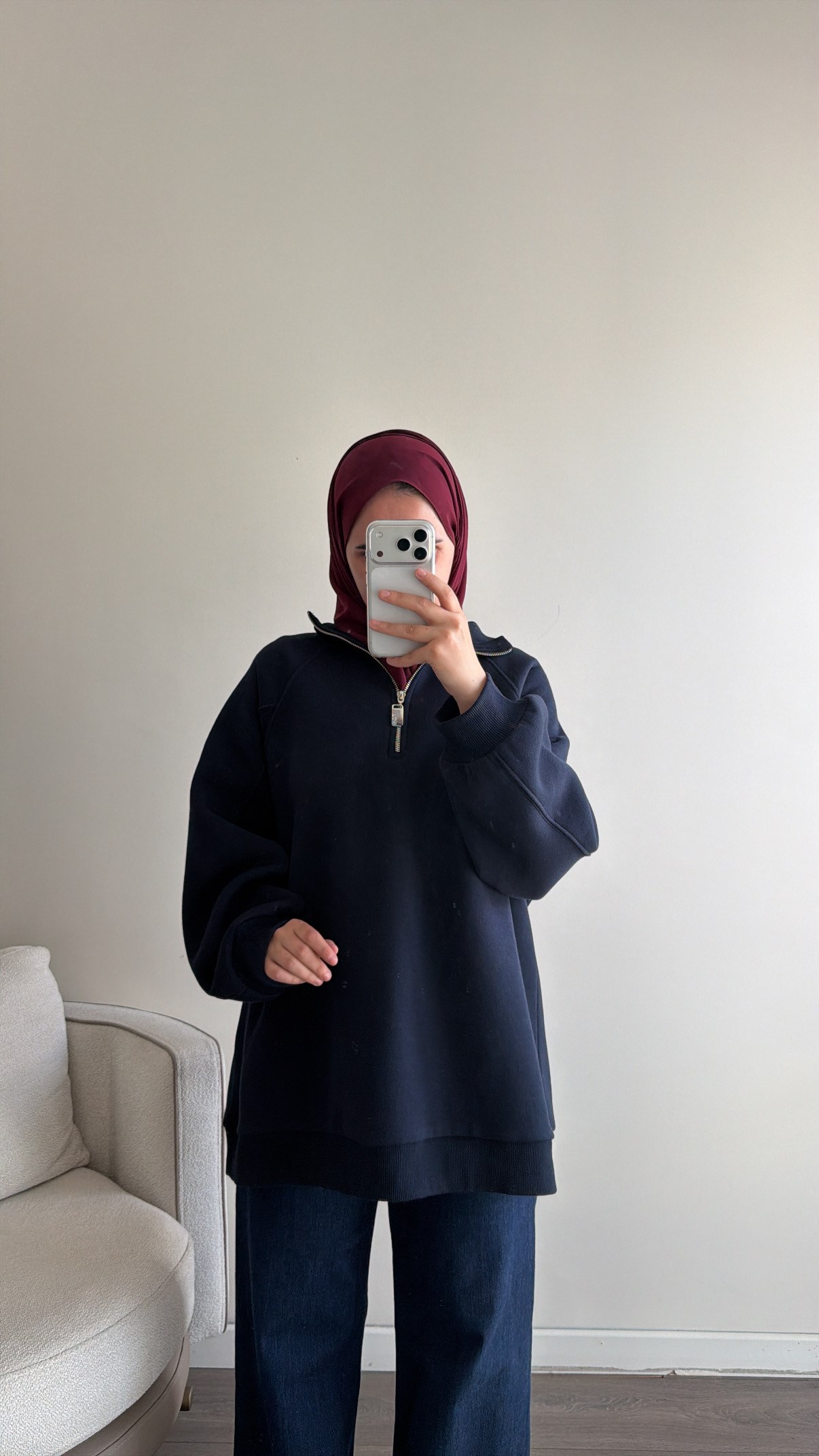 Yarım Fermuarlı Sweatshirt - Lacivert