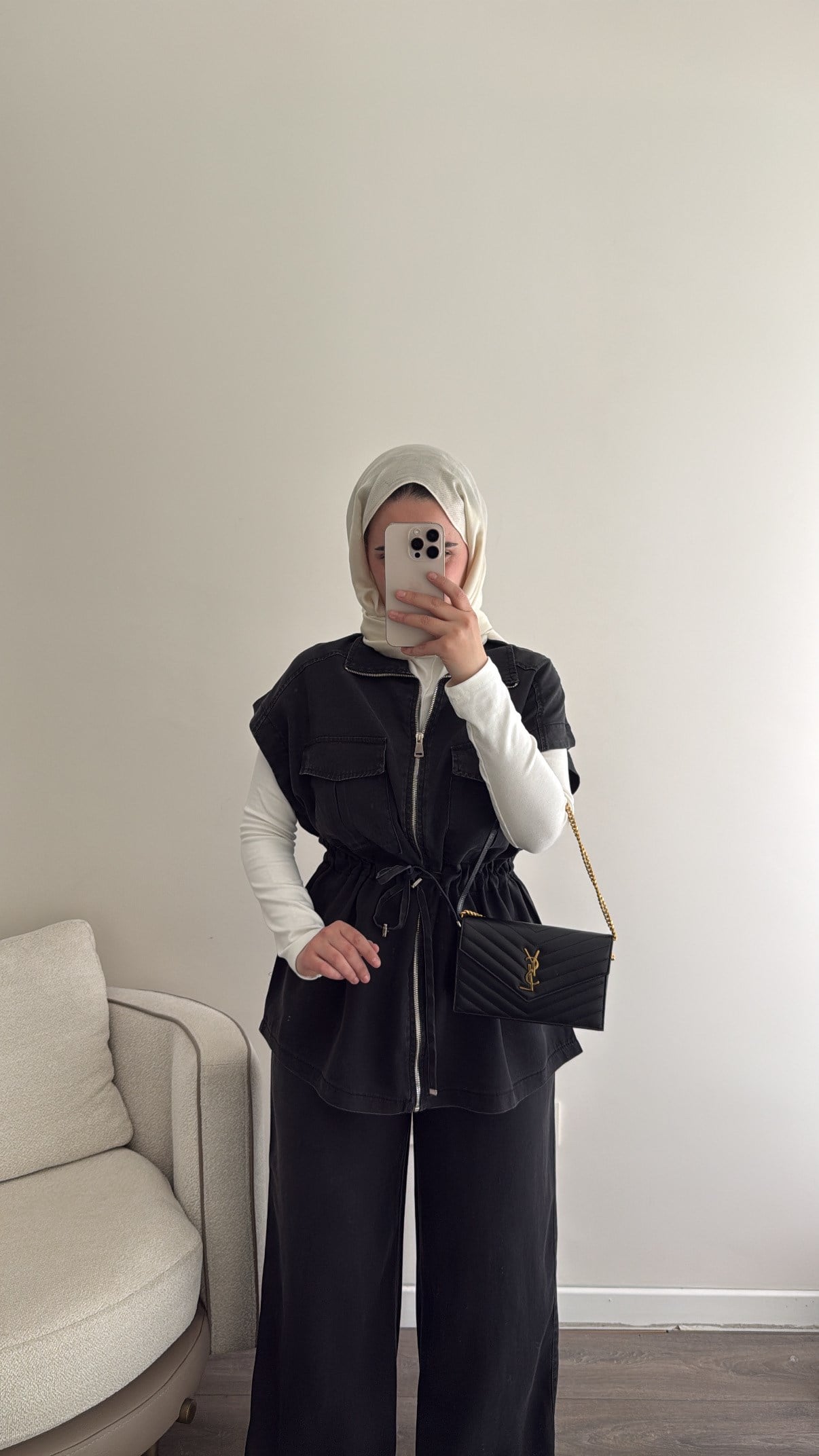 Yelekli Tencel Takım - Füme