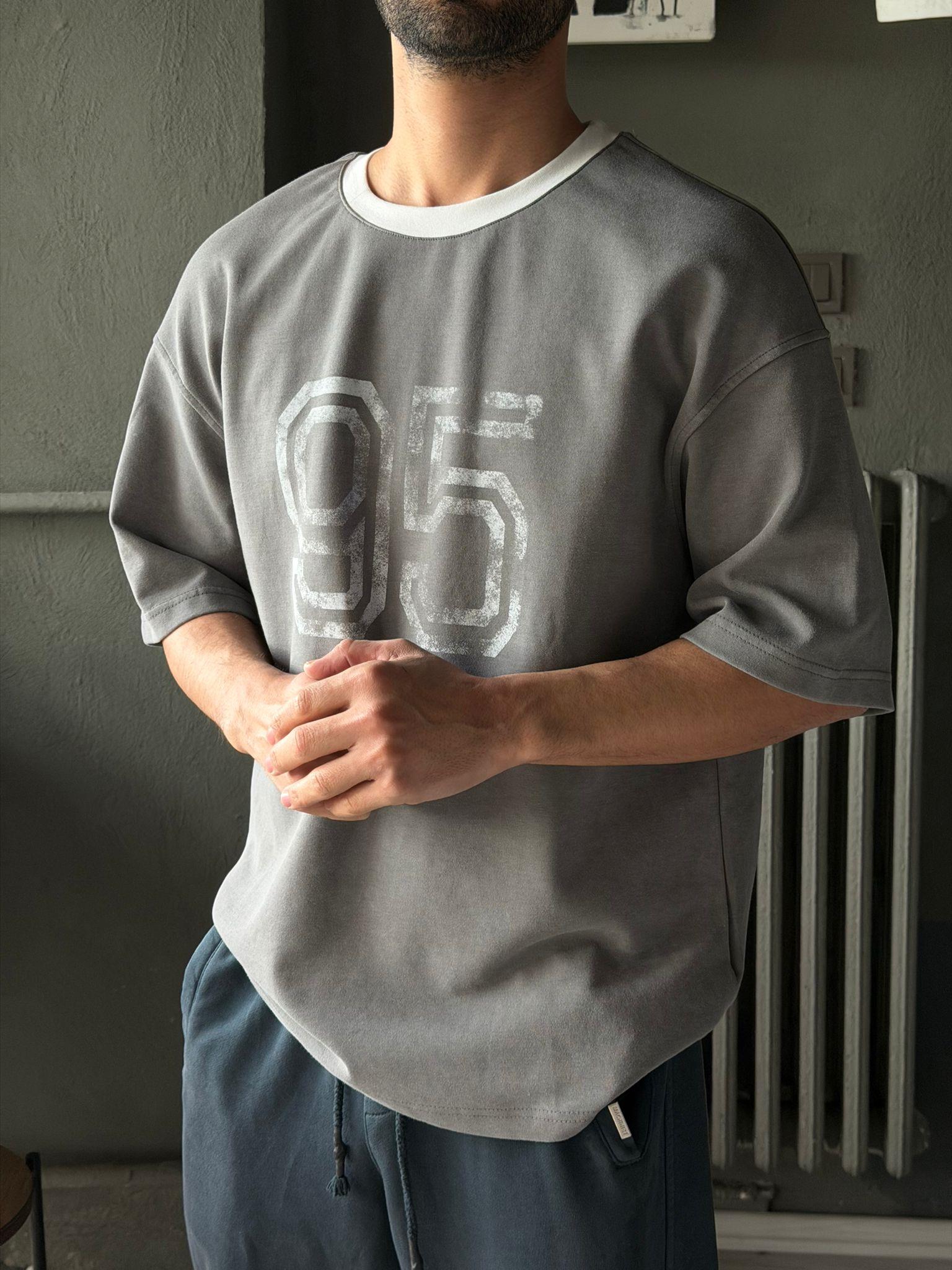 95 Baskılı Yıkamalı Oversize T-shirt