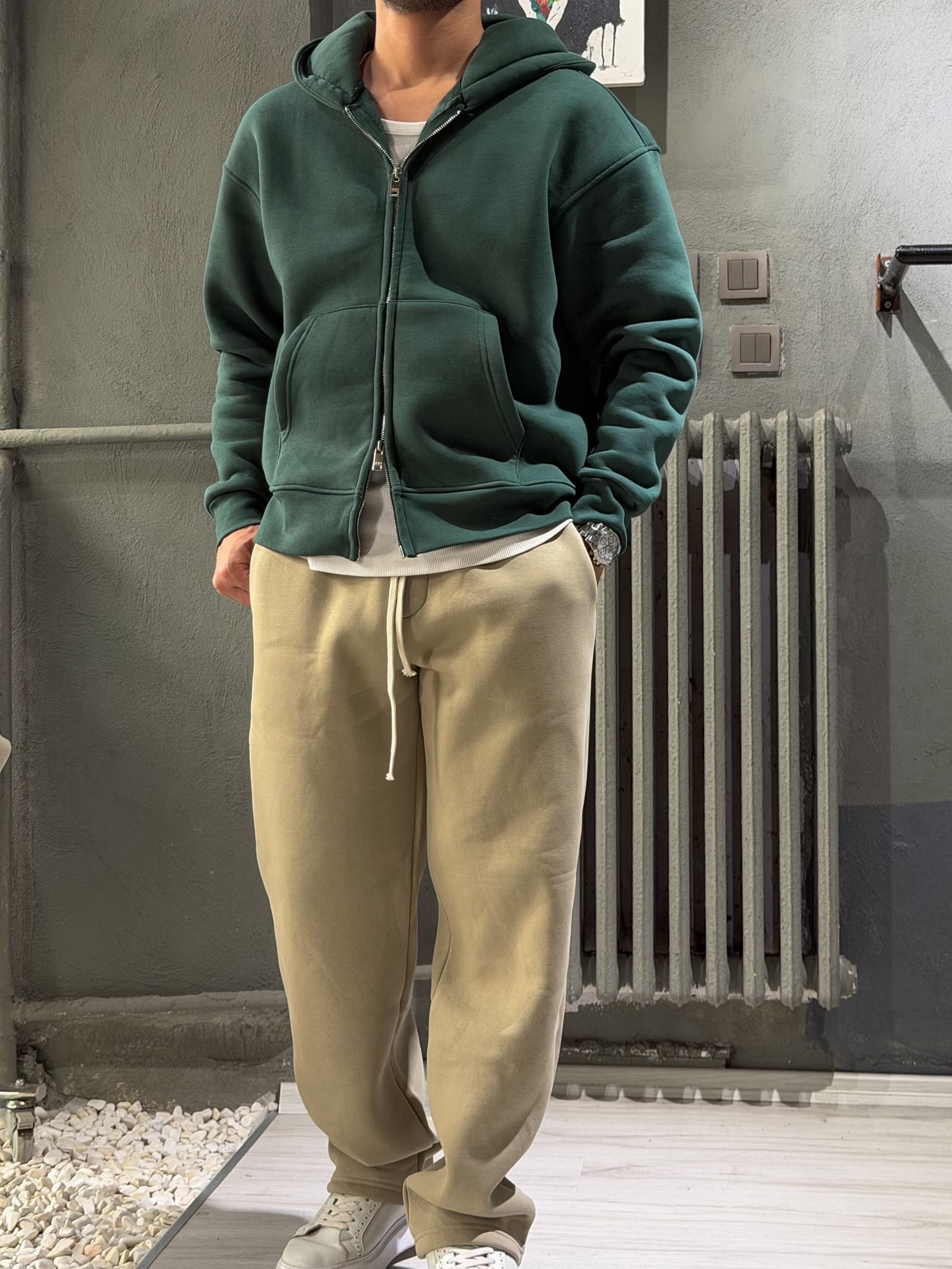 Baggy Fit Şardonlu Pantolon
