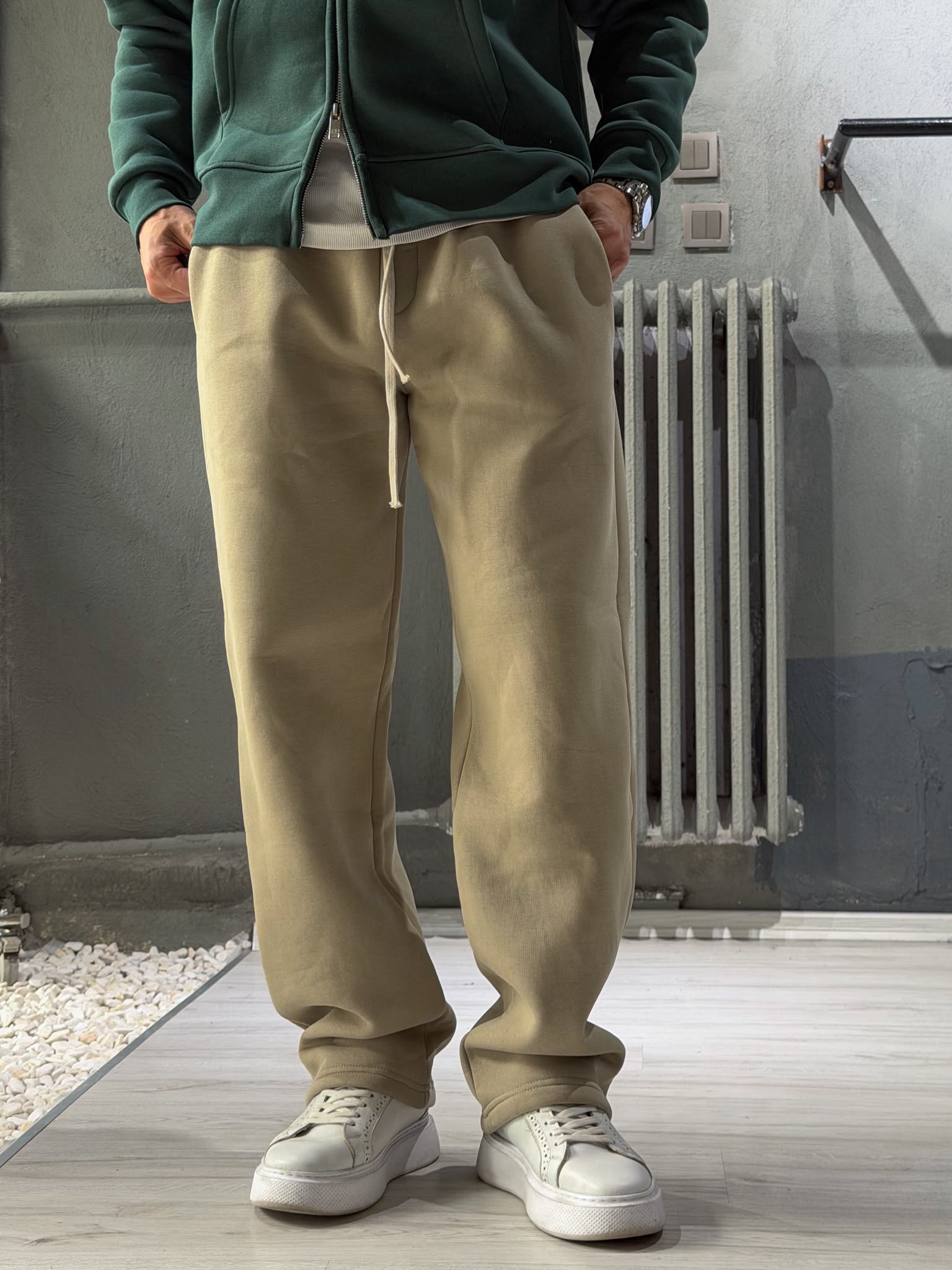 Baggy Fit Şardonlu Pantolon