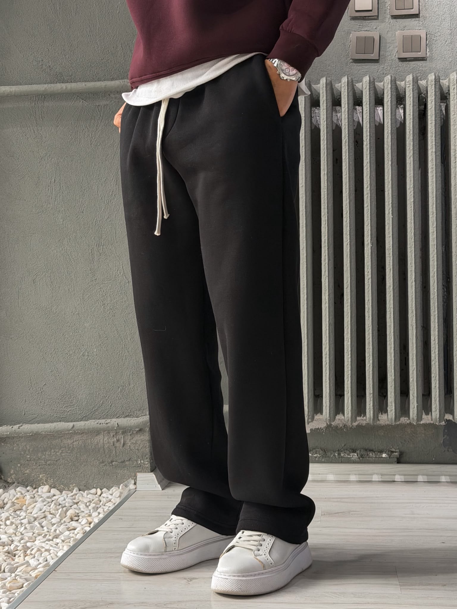 Baggy Kalıp Şardonlu Pantolon