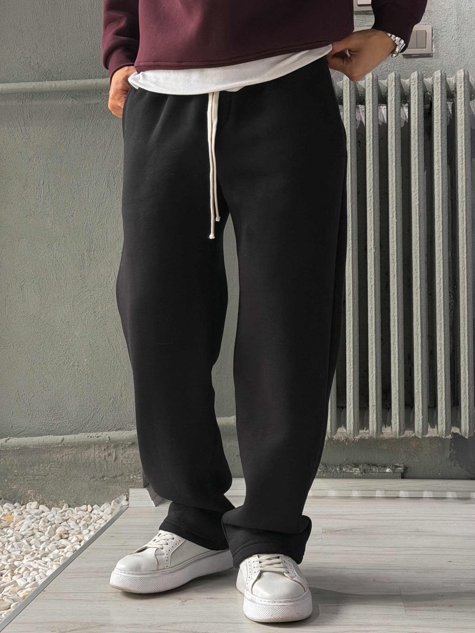 Baggy Kalıp Şardonlu Pantolon