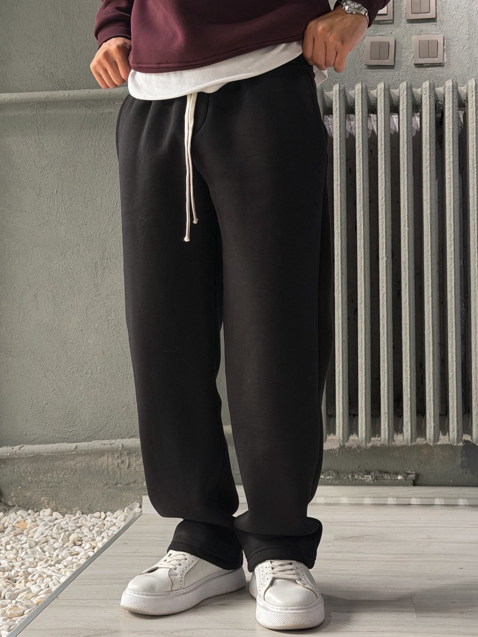 Baggy Kalıp Şardonlu Pantolon