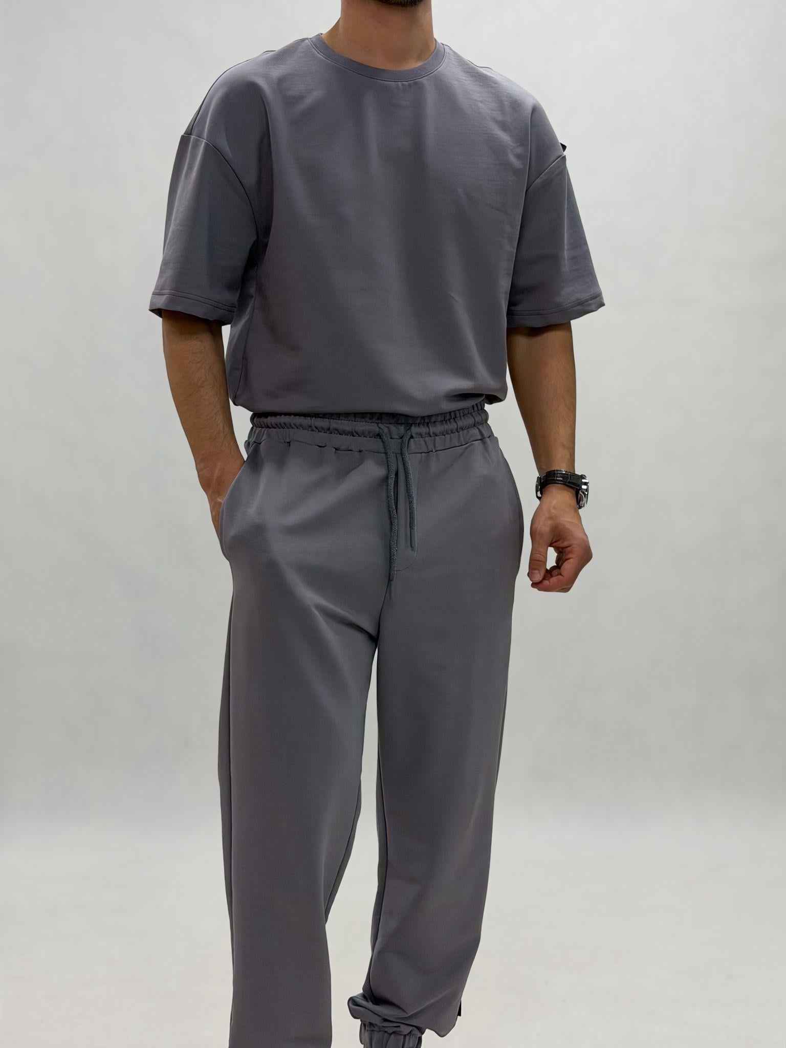 Oversize paça lastikli iki iplik takım