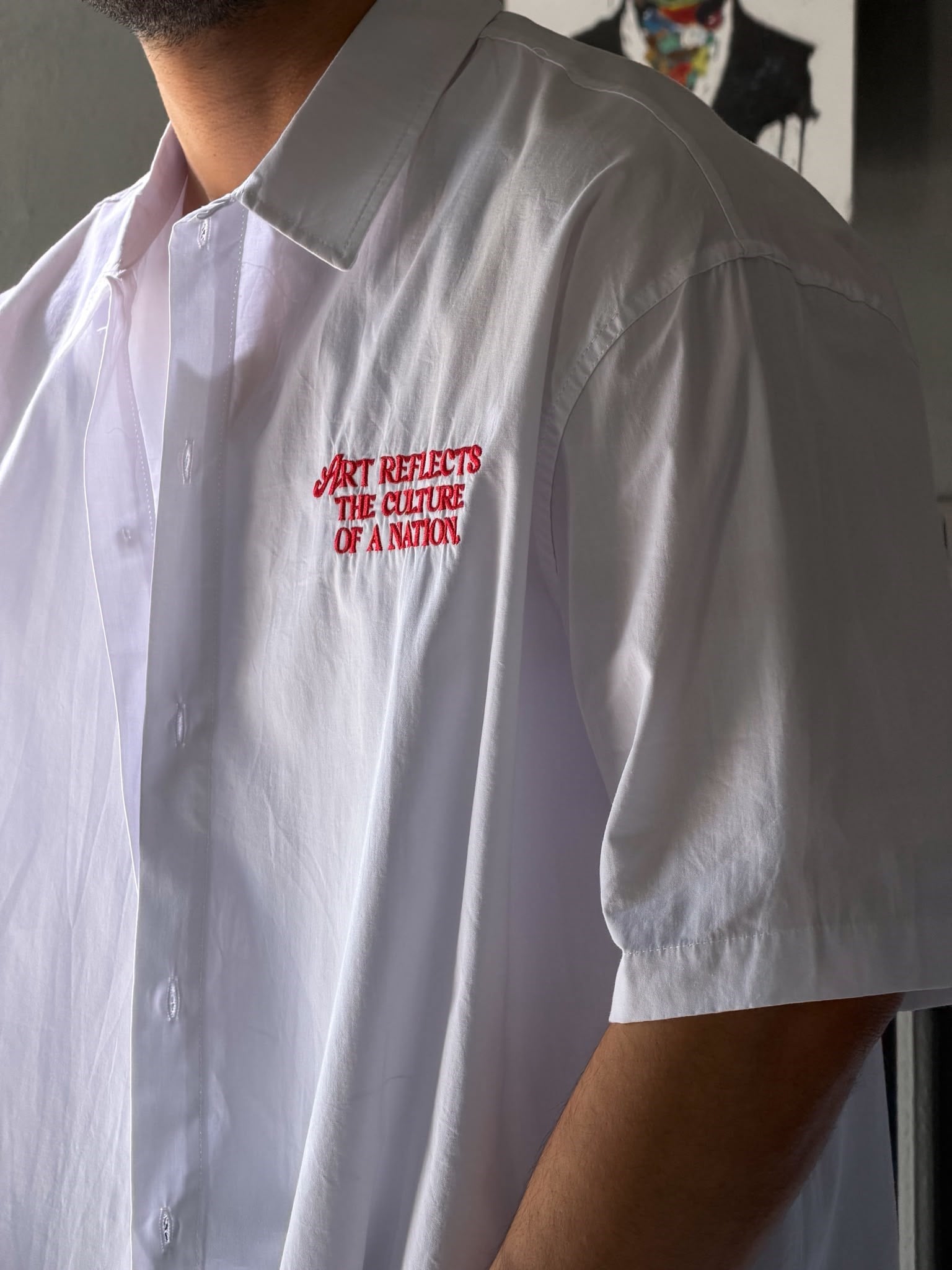 Oversize Patch Baskılı Kısa Kol Gömlek