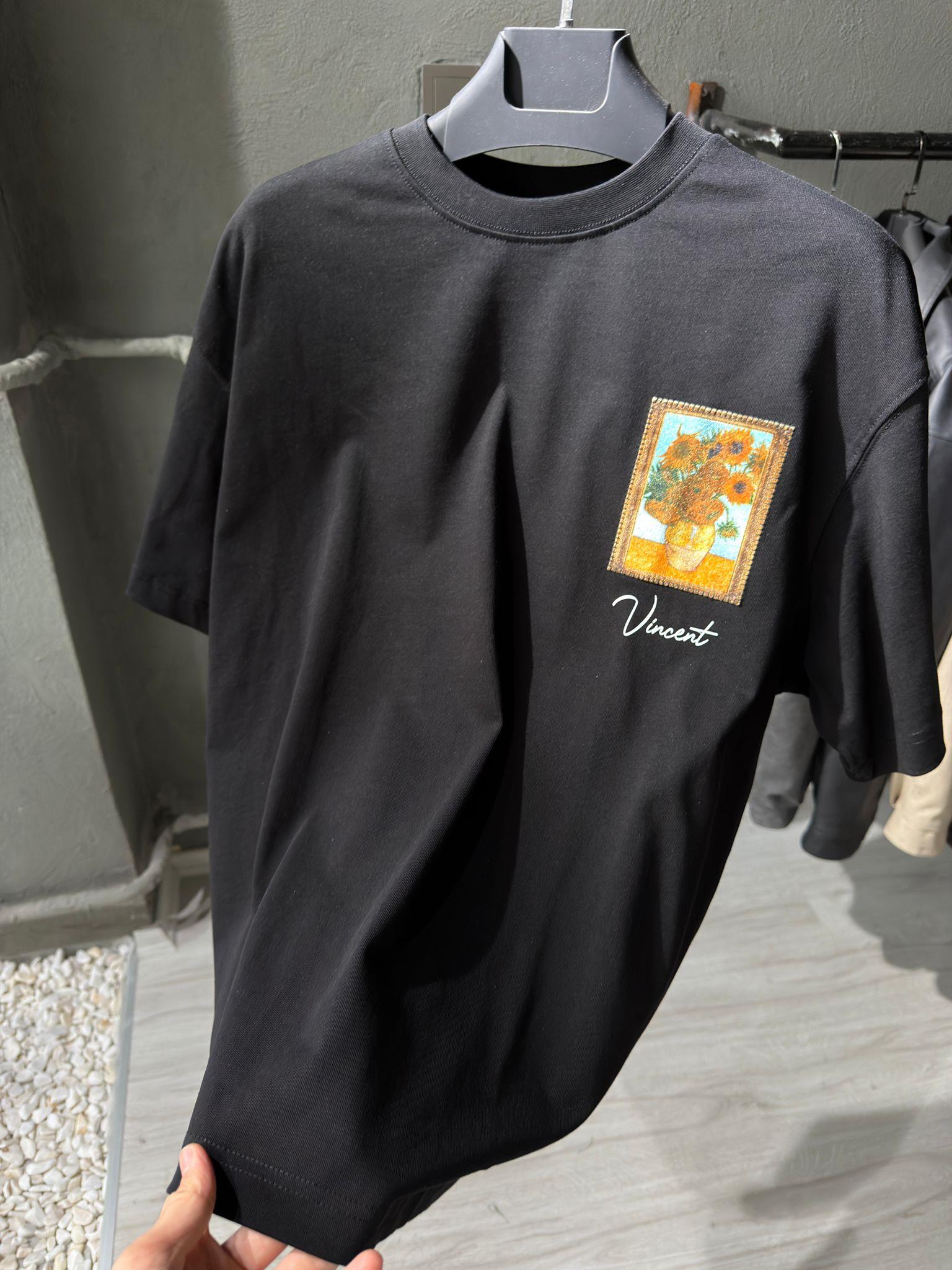oversize punch print baskı ve nakış detaylı oversize t shirt