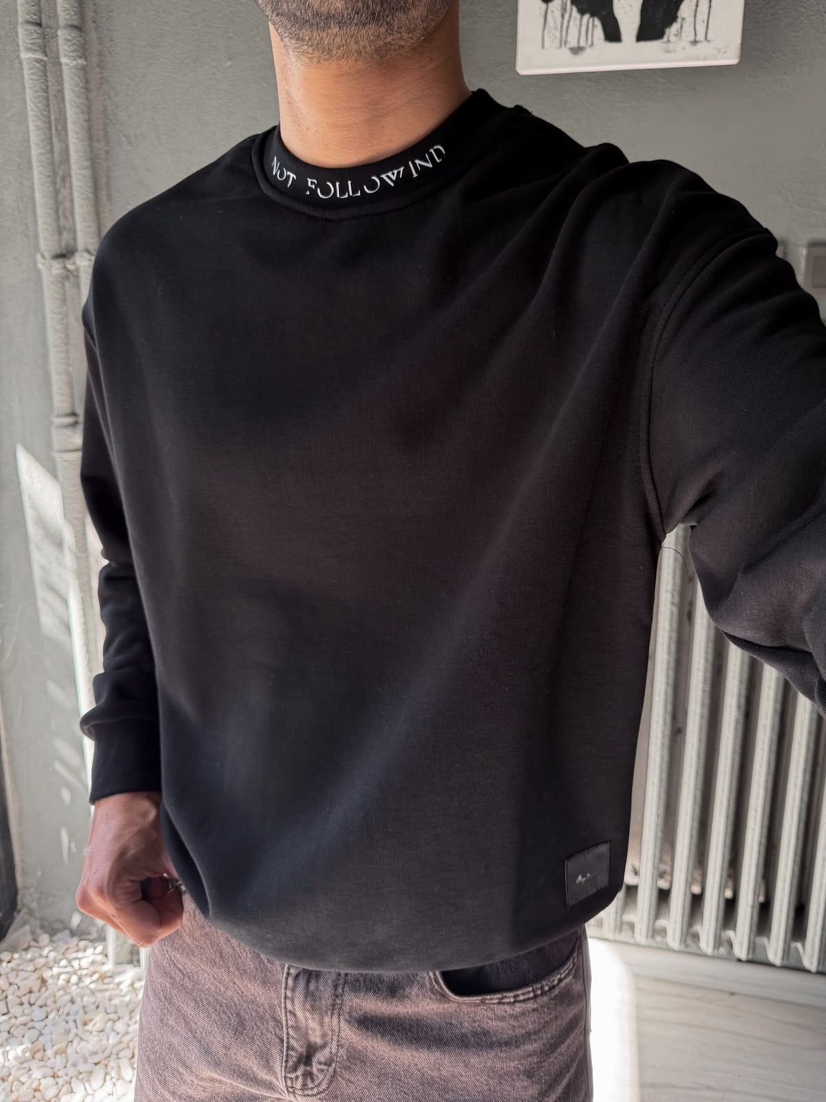 Oversize Şardonlu Bisiklet Yaka Sweat