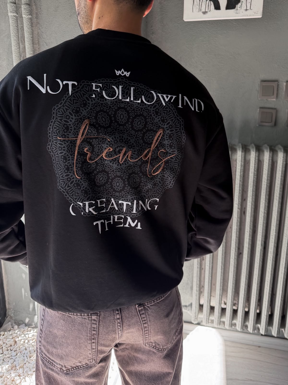 Oversize Şardonlu Bisiklet Yaka Sweat