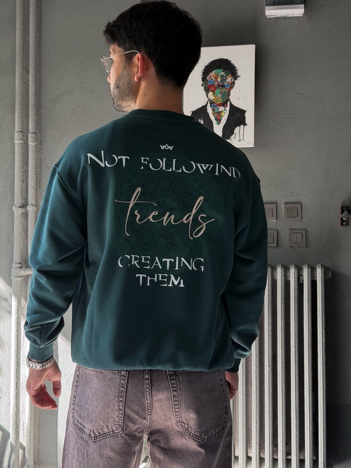 Oversize Şardonlu Bisiklet Yaka Sweat