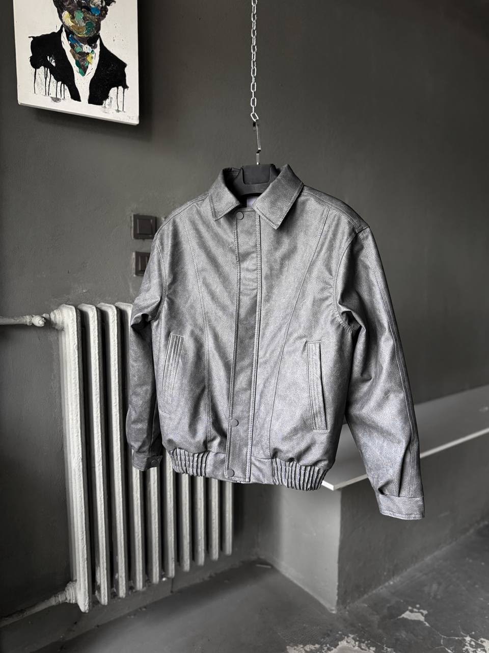 Oversize Suni Deri Bomber Mont