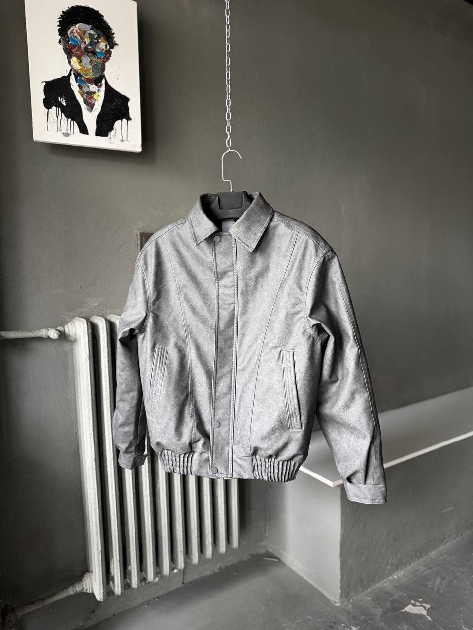 Oversize Suni Deri Bomber Mont