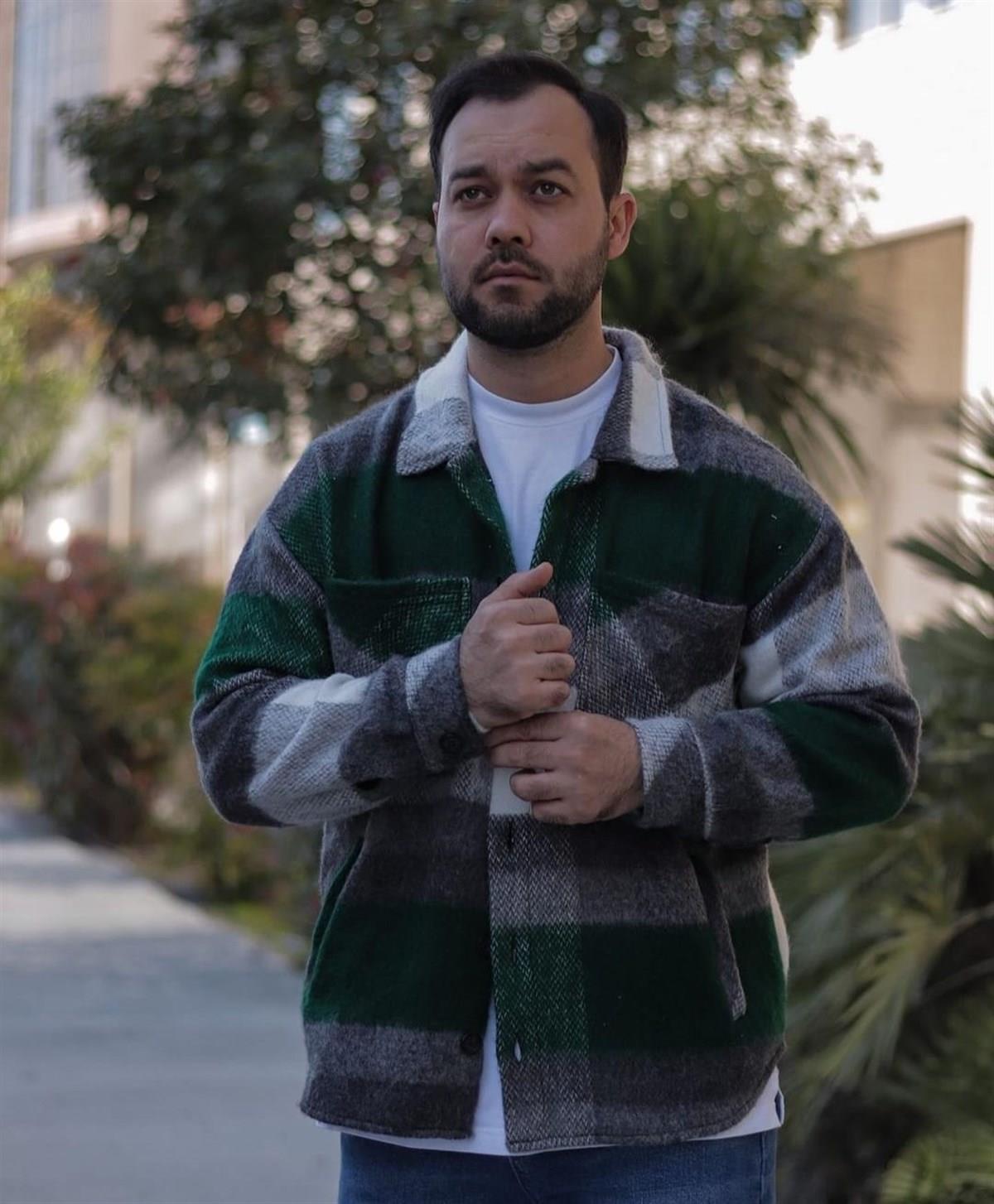 Oversize unisex çizgili ceket gömlek