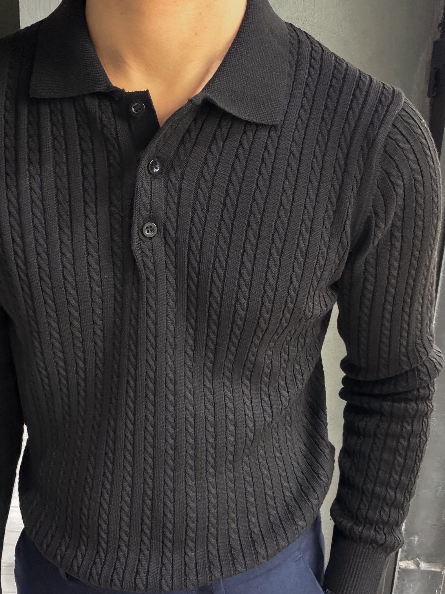 Polo Yaka Örgülü Triko 
