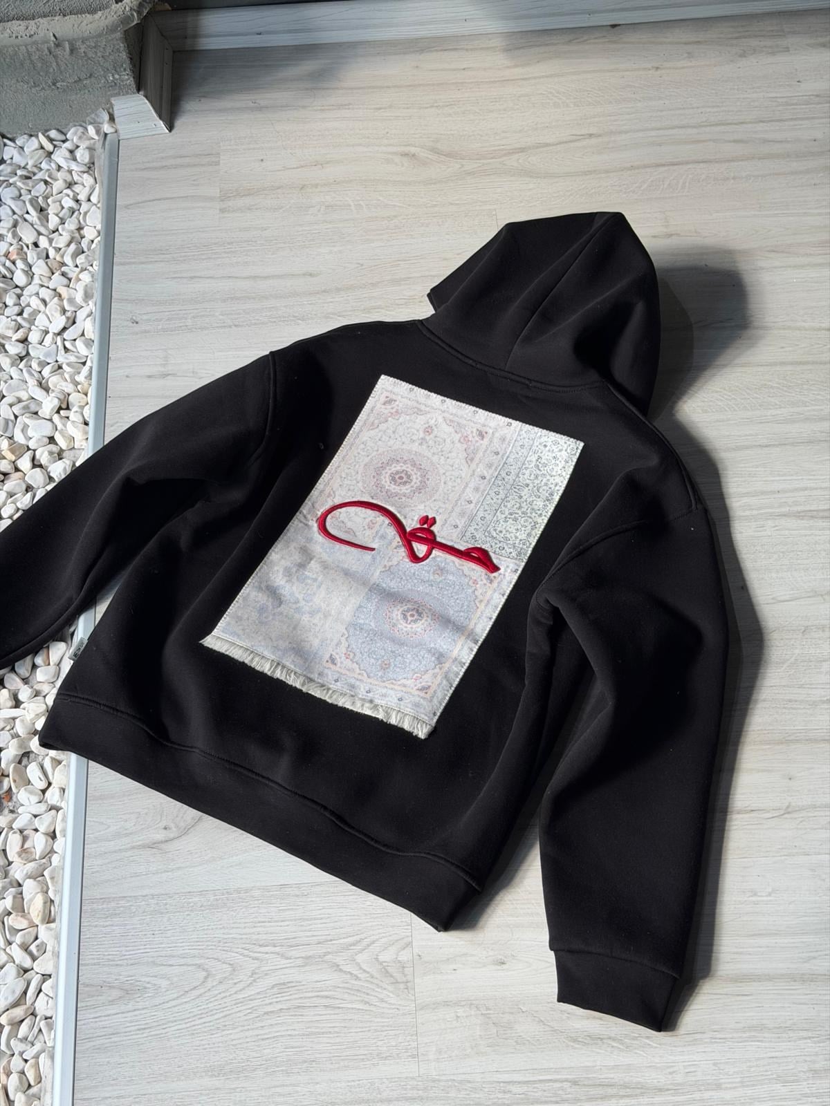 Şardonlu Oversize Nakışlı ve Baskılı Sweatshirt
