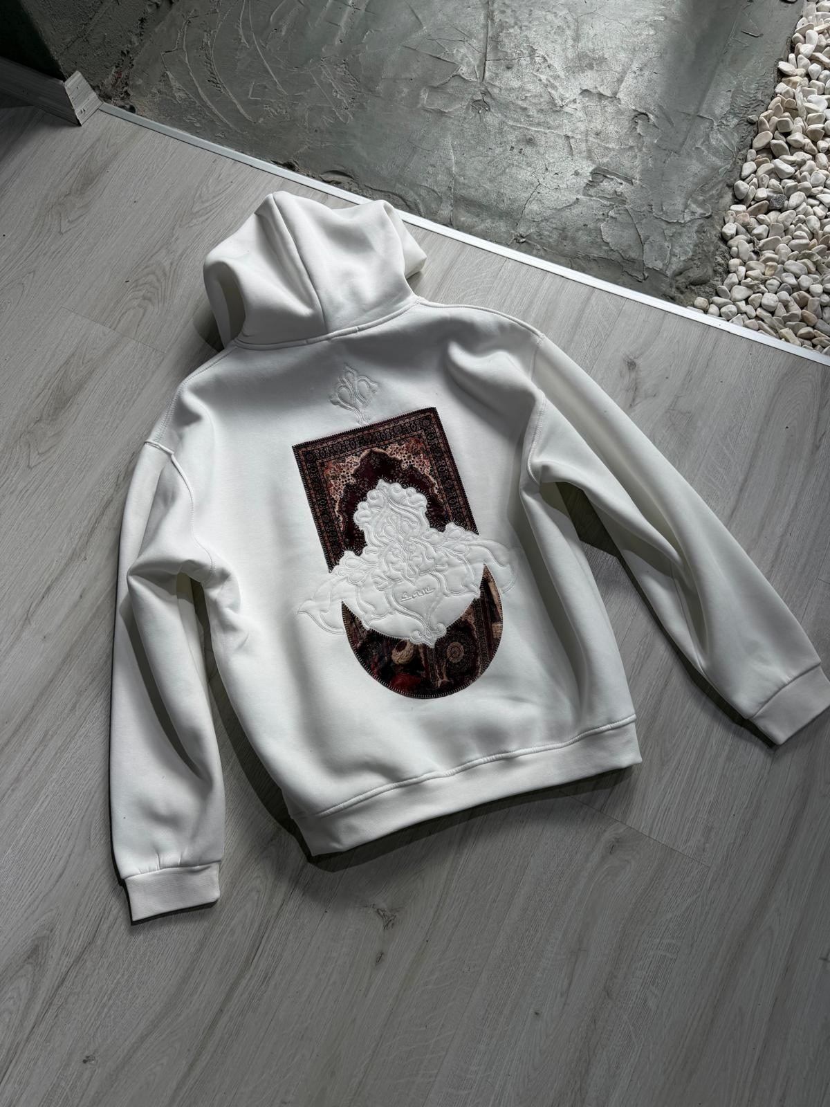 Şardonlu Oversize Nakışlı ve Baskılı Sweatshirt
